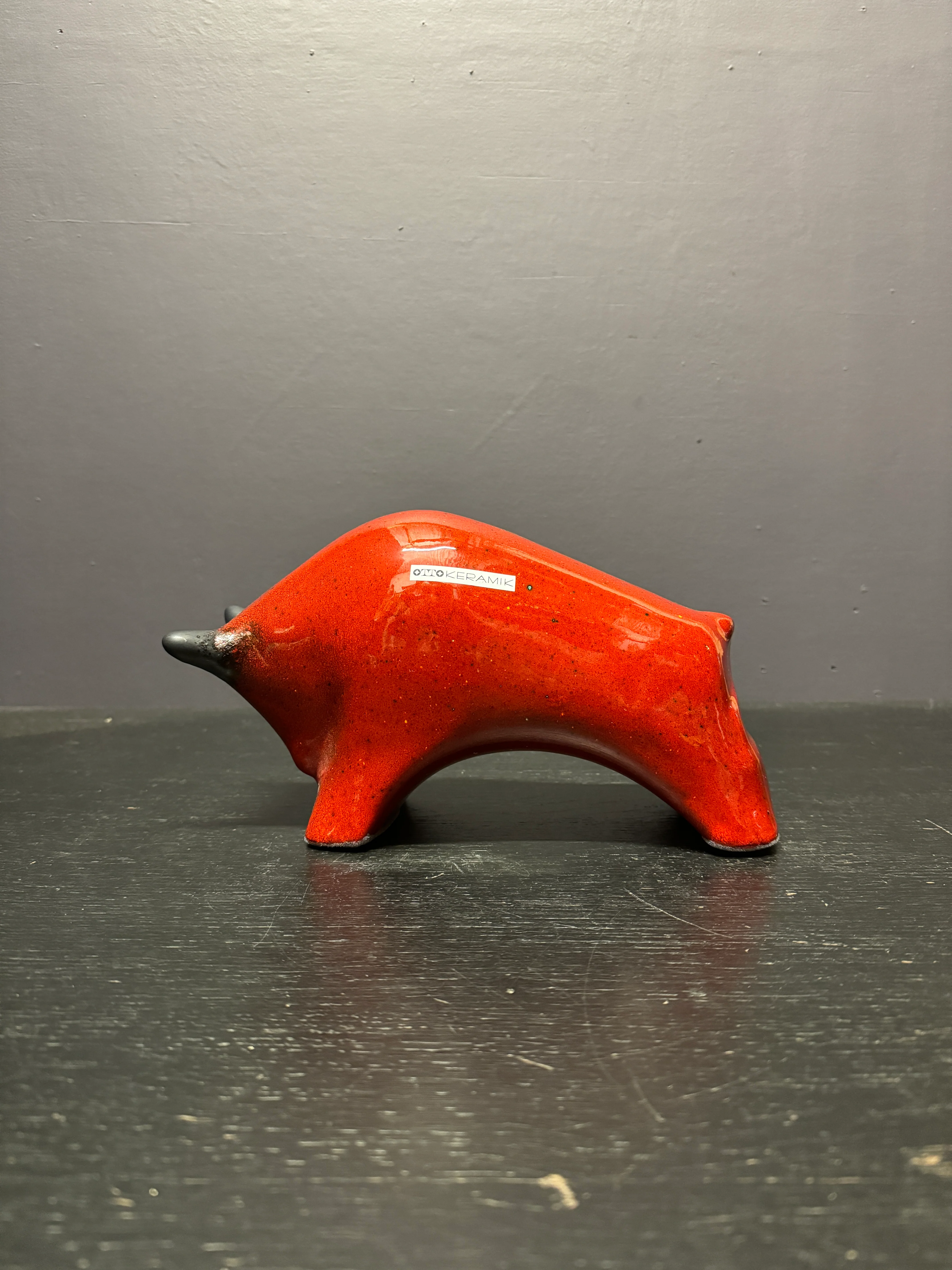 Otto Keramik Ceramic Bull West German Pottery Fat Lava