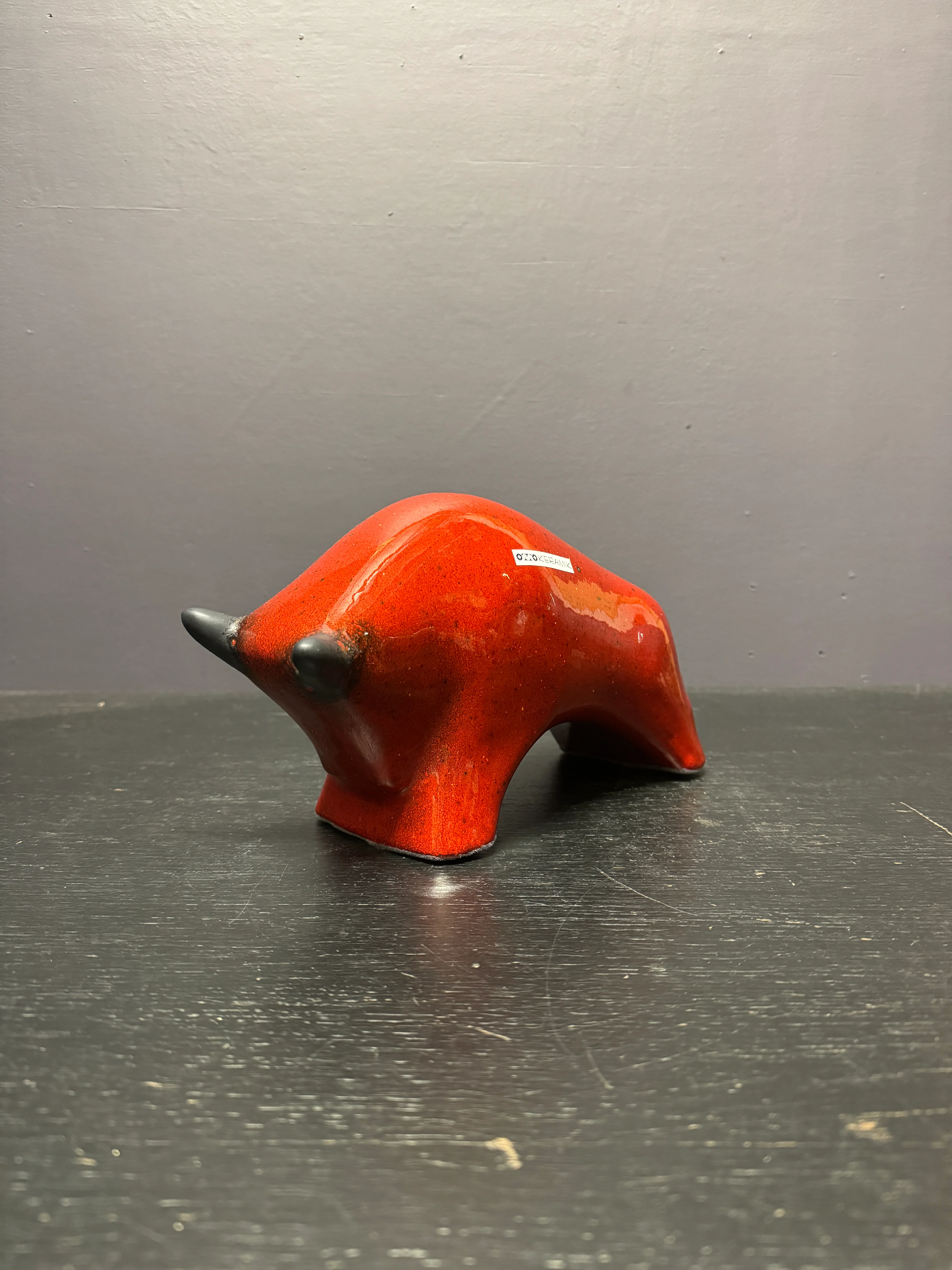 Otto Keramik Ceramic Bull West German Pottery Fat Lava - Image 2
