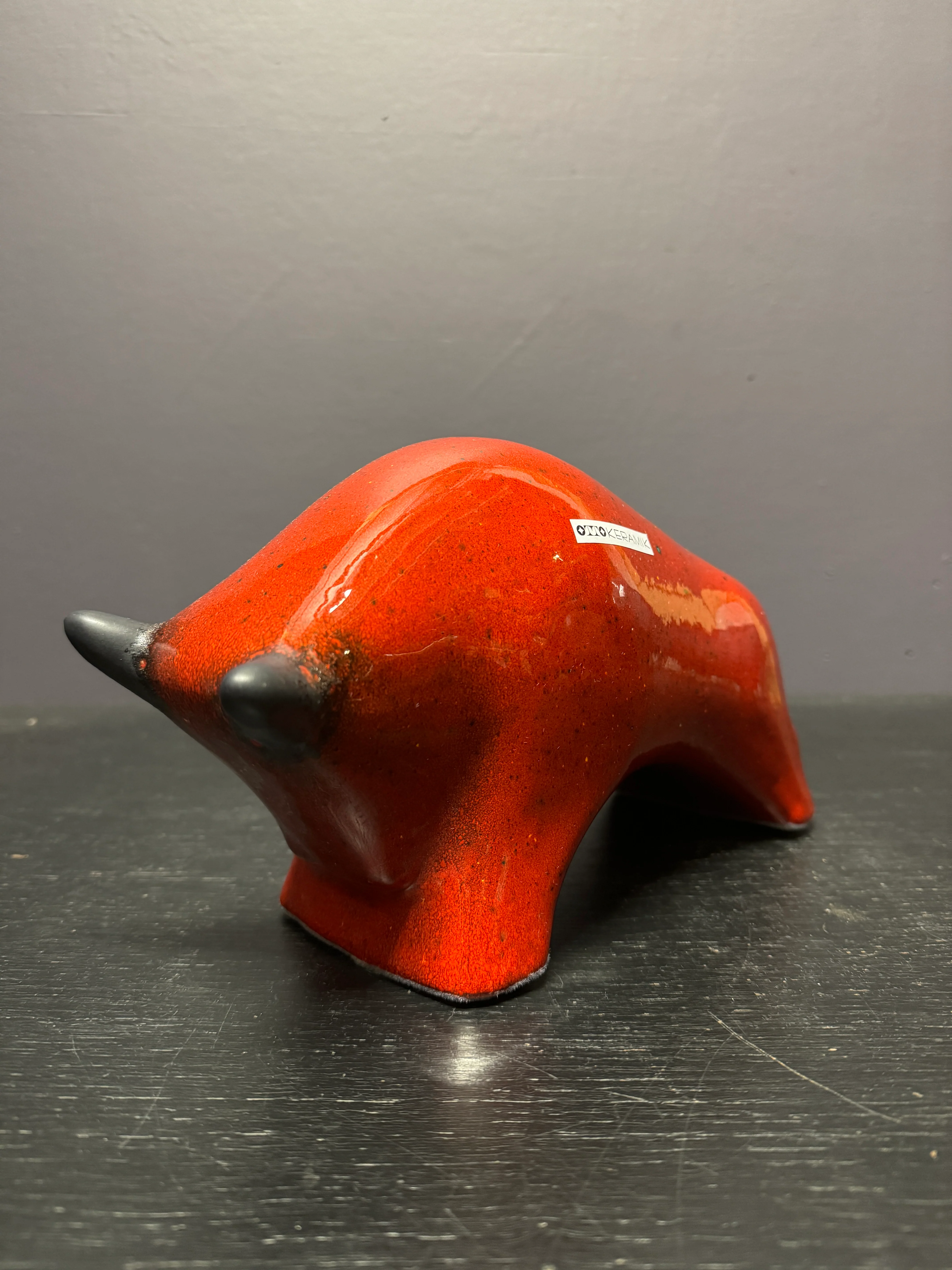 Otto Keramik Ceramic Bull West German Pottery Fat Lava - Image 3