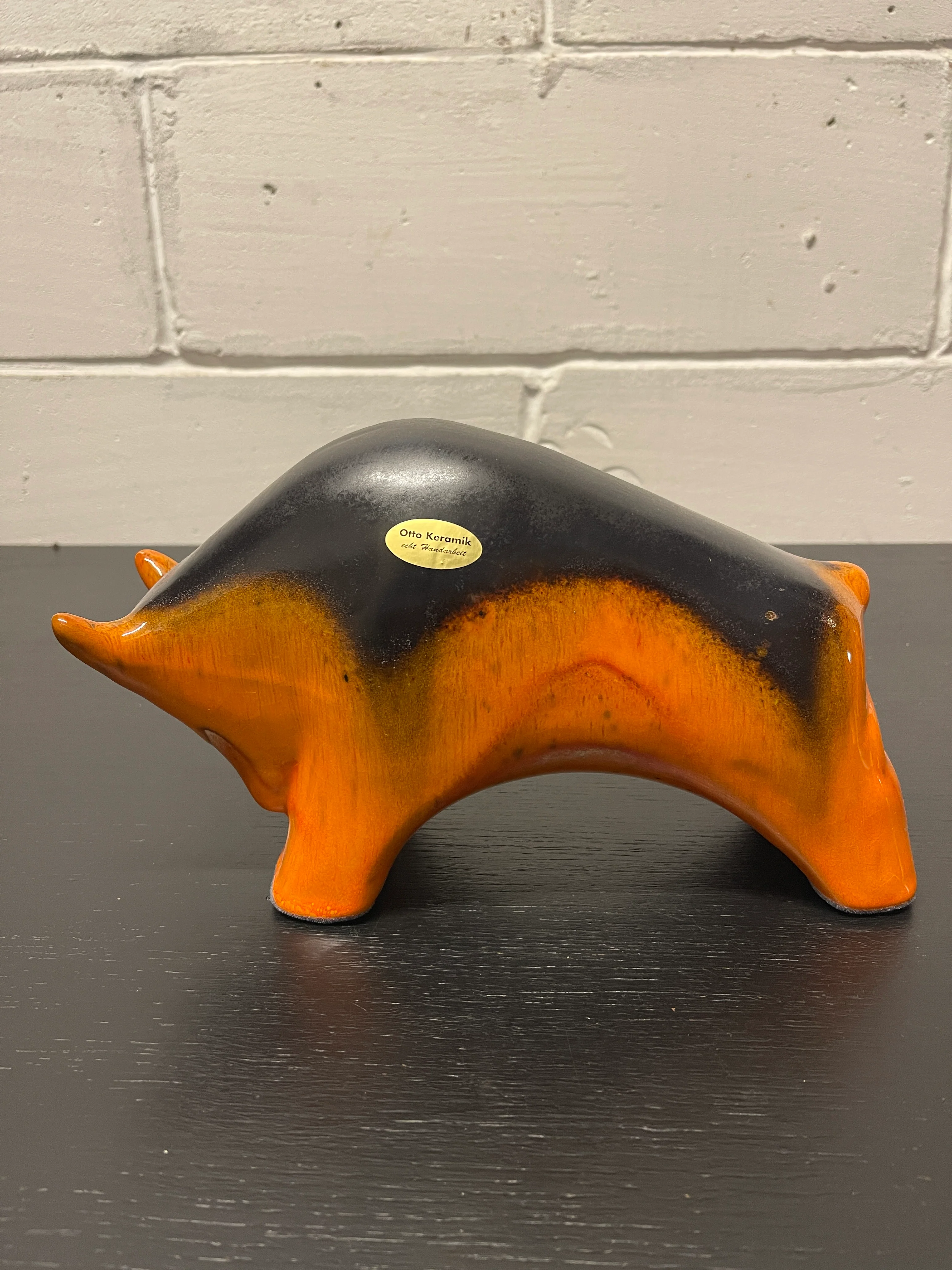 Otto Keramik Ceramic Bull West German Pottery Fat Lava - Image 2