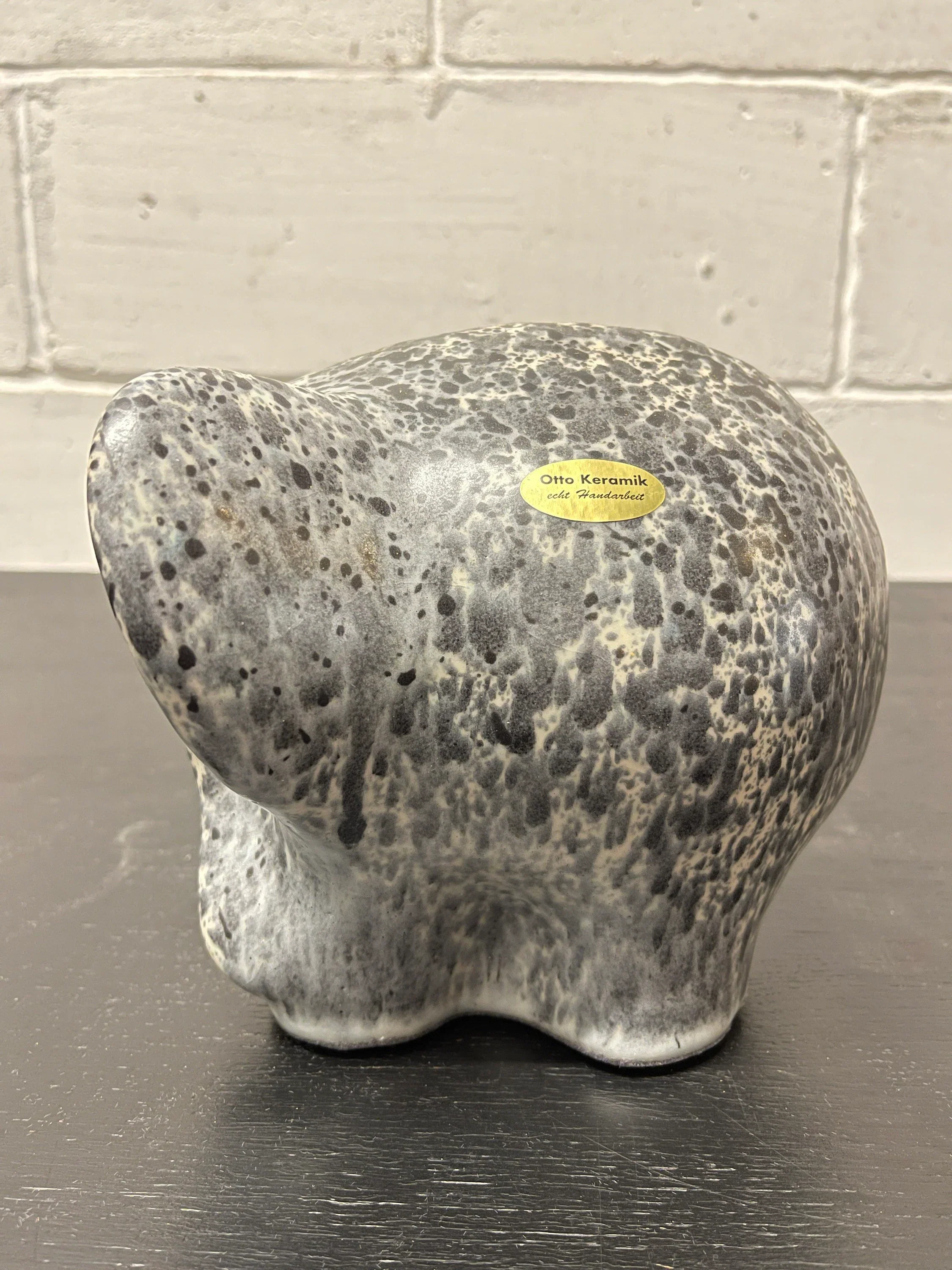 Otto Keramik Ceramic Elephant West German Pottery Fat Lava - Image 4