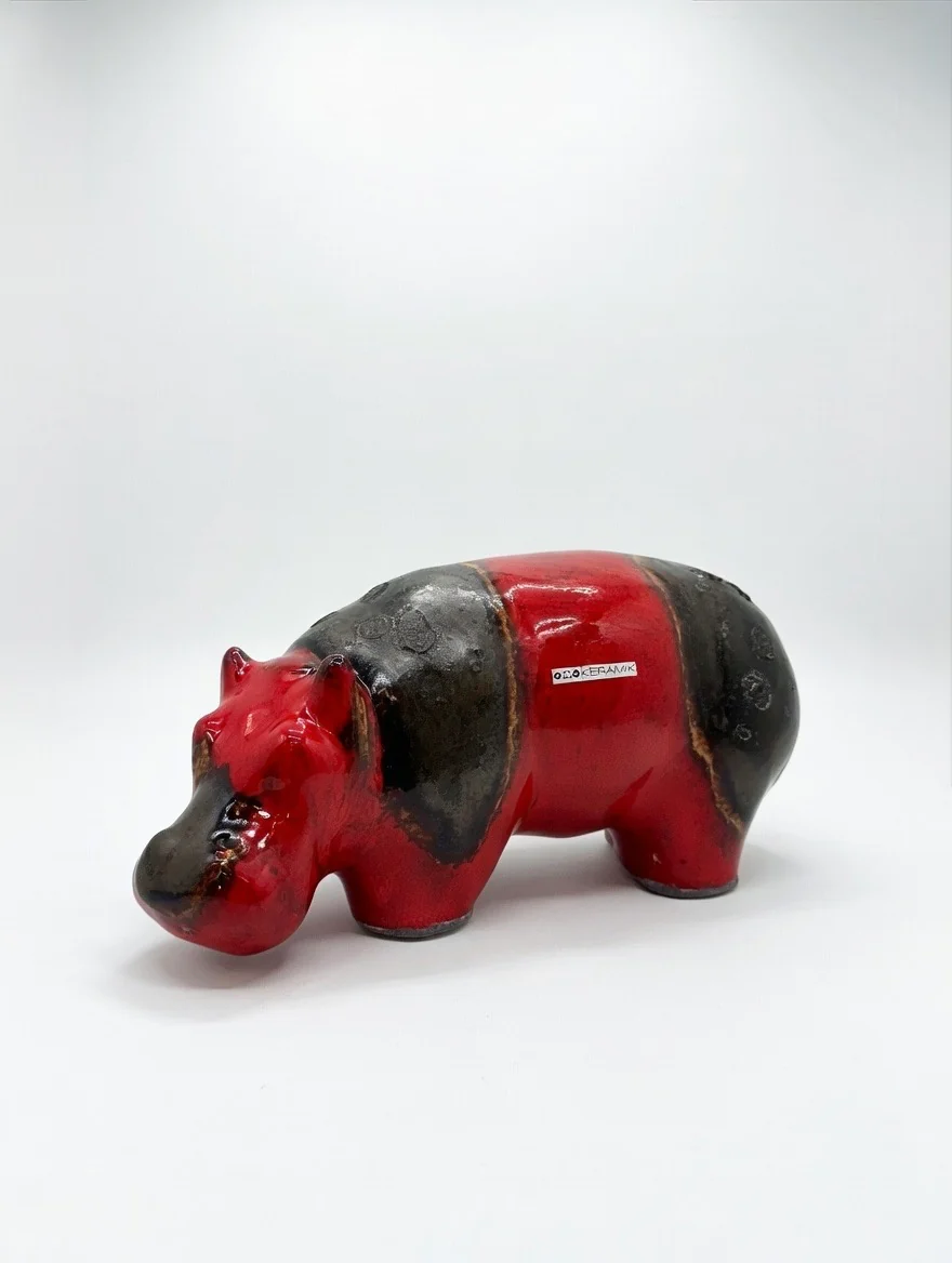 Otto Keramik Ceramic Hippopotamus West German Pottery Fat Lava - Image 2