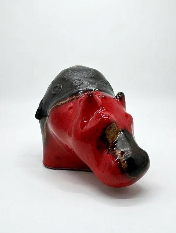 Otto Keramik Ceramic Hippopotamus West German Pottery Fat Lava - Image 4
