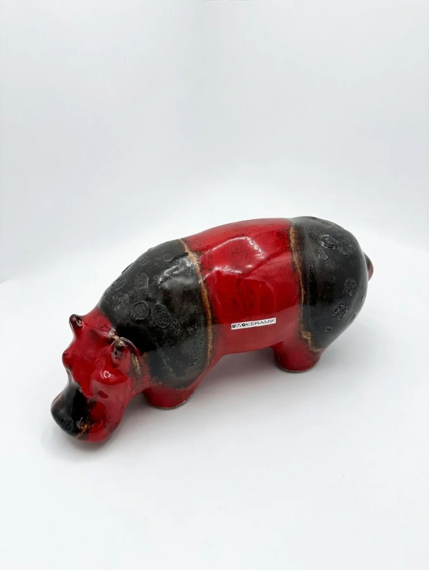 Otto Keramik Ceramic Hippopotamus West German Pottery Fat Lava - Image 8