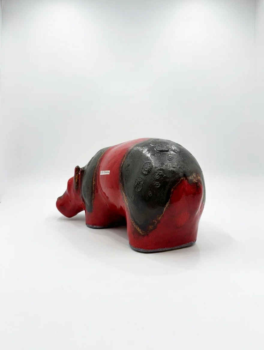Otto Keramik Ceramic Hippopotamus West German Pottery Fat Lava - Image 9