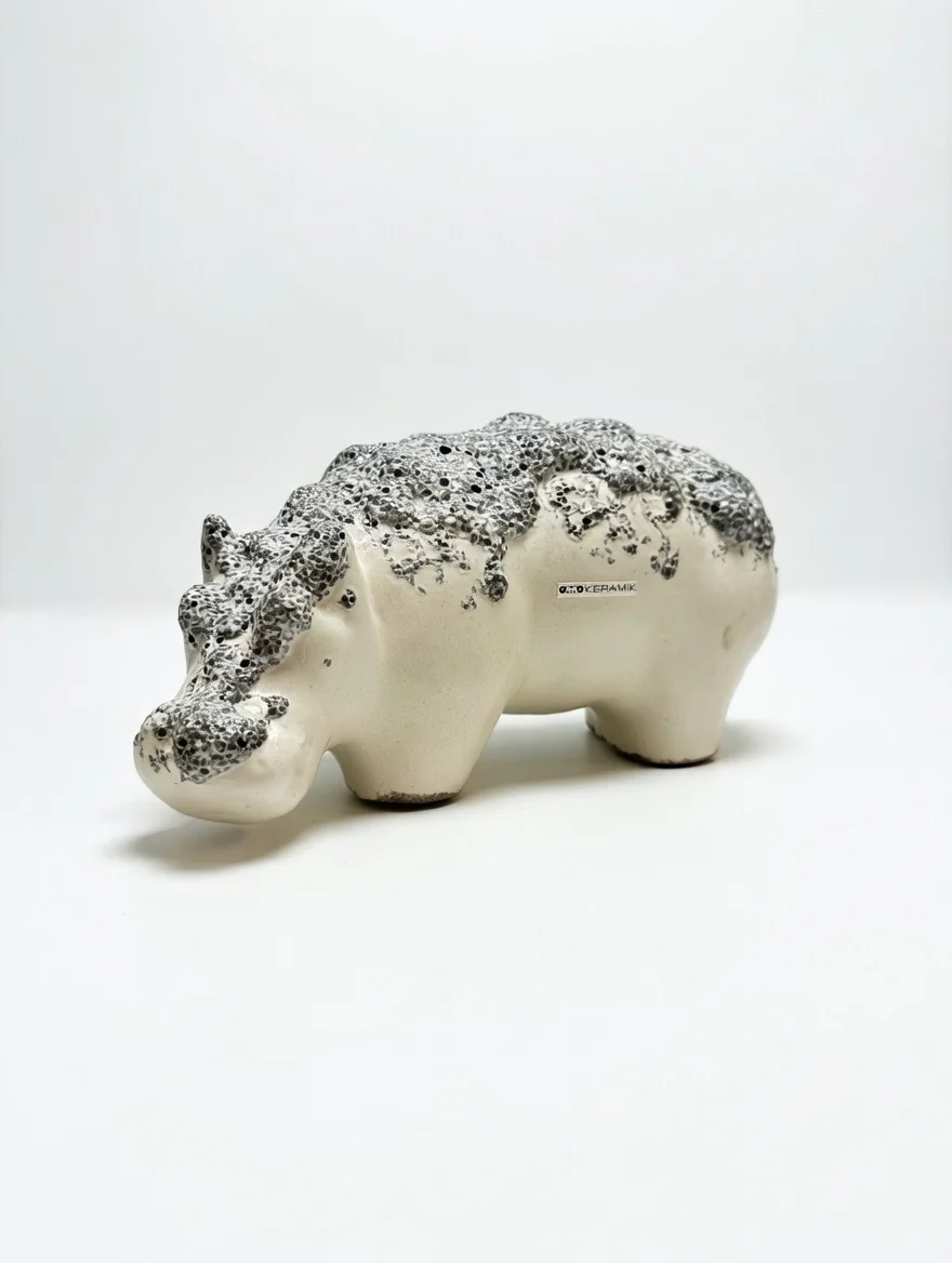 Otto Keramik Ceramic Hippopotamus West German Pottery Fat Lava - Image 2