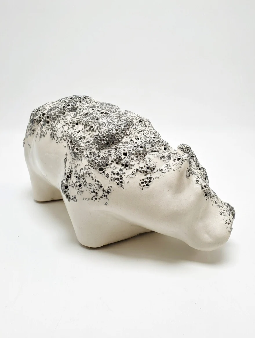 Otto Keramik Ceramic Hippopotamus West German Pottery Fat Lava - Image 5