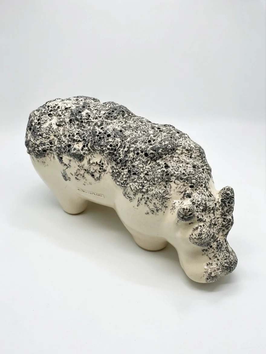 Otto Keramik Ceramic Hippopotamus West German Pottery Fat Lava - Image 8