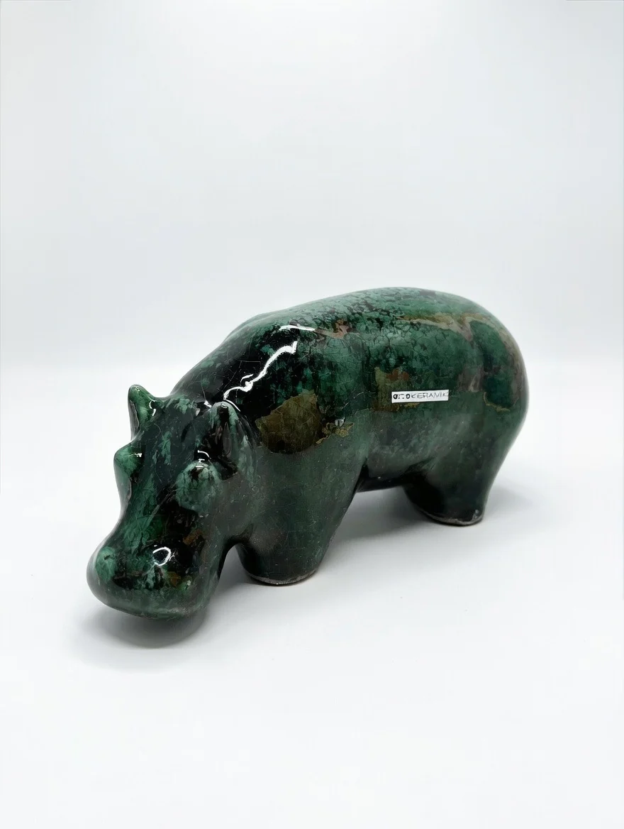 Otto Keramik Ceramic Hippopotamus West German Pottery Fat Lava - Image 2