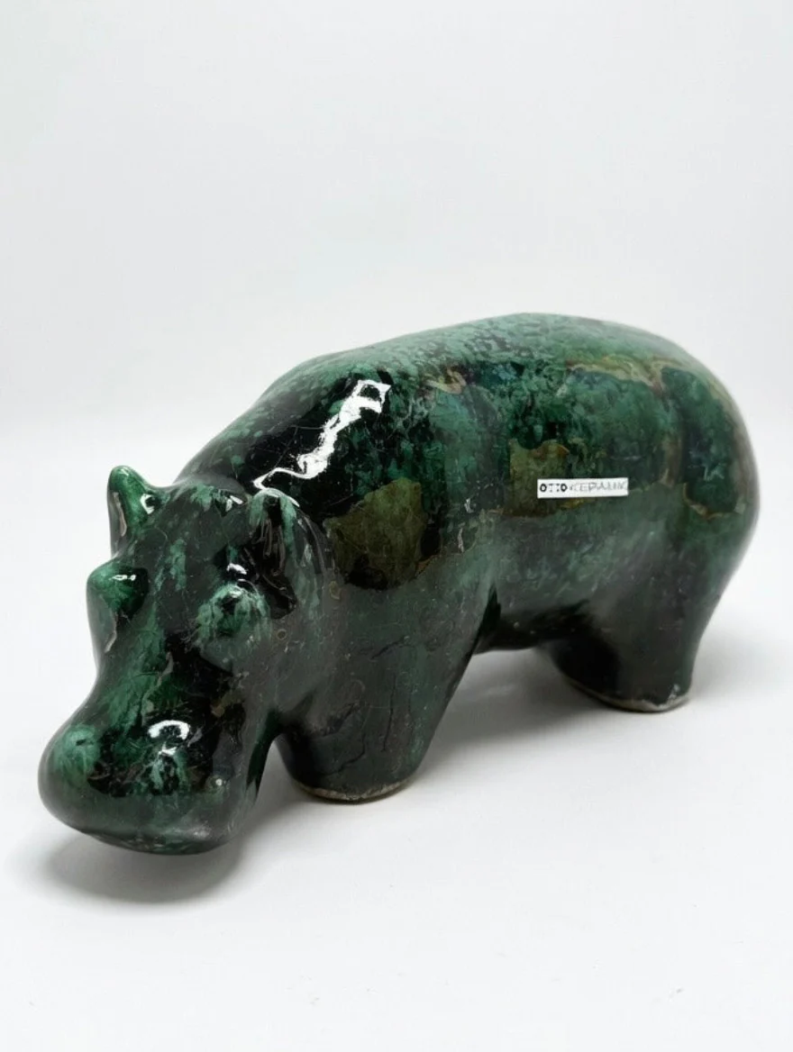 Otto Keramik Ceramic Hippopotamus West German Pottery Fat Lava - Image 3