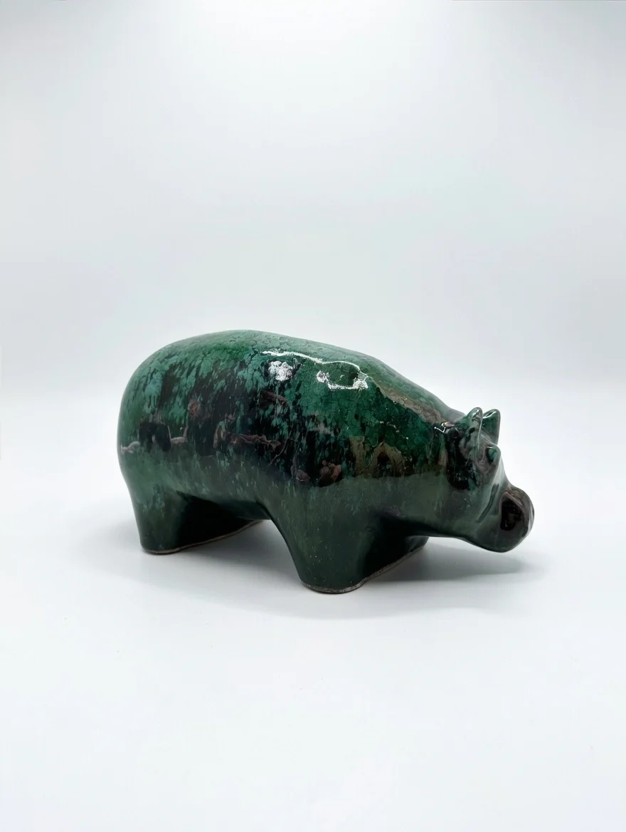 Otto Keramik Ceramic Hippopotamus West German Pottery Fat Lava - Image 7