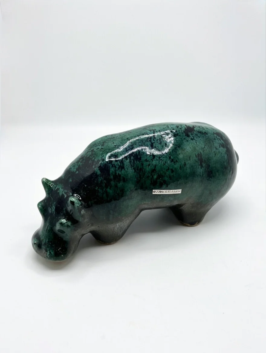 Otto Keramik Ceramic Hippopotamus West German Pottery Fat Lava - Image 8