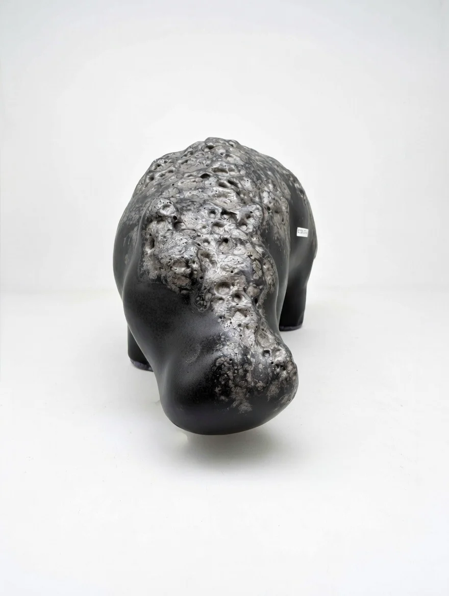 Otto Keramik Ceramic Hippopotamus West German Pottery Fat Lava - Image 4