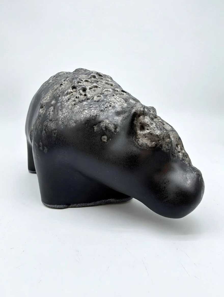 Otto Keramik Ceramic Hippopotamus West German Pottery Fat Lava - Image 5