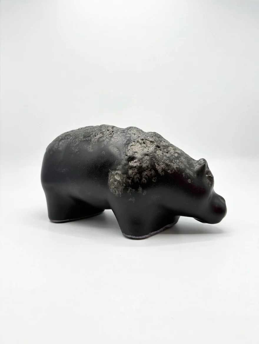 Otto Keramik Ceramic Hippopotamus West German Pottery Fat Lava - Image 7