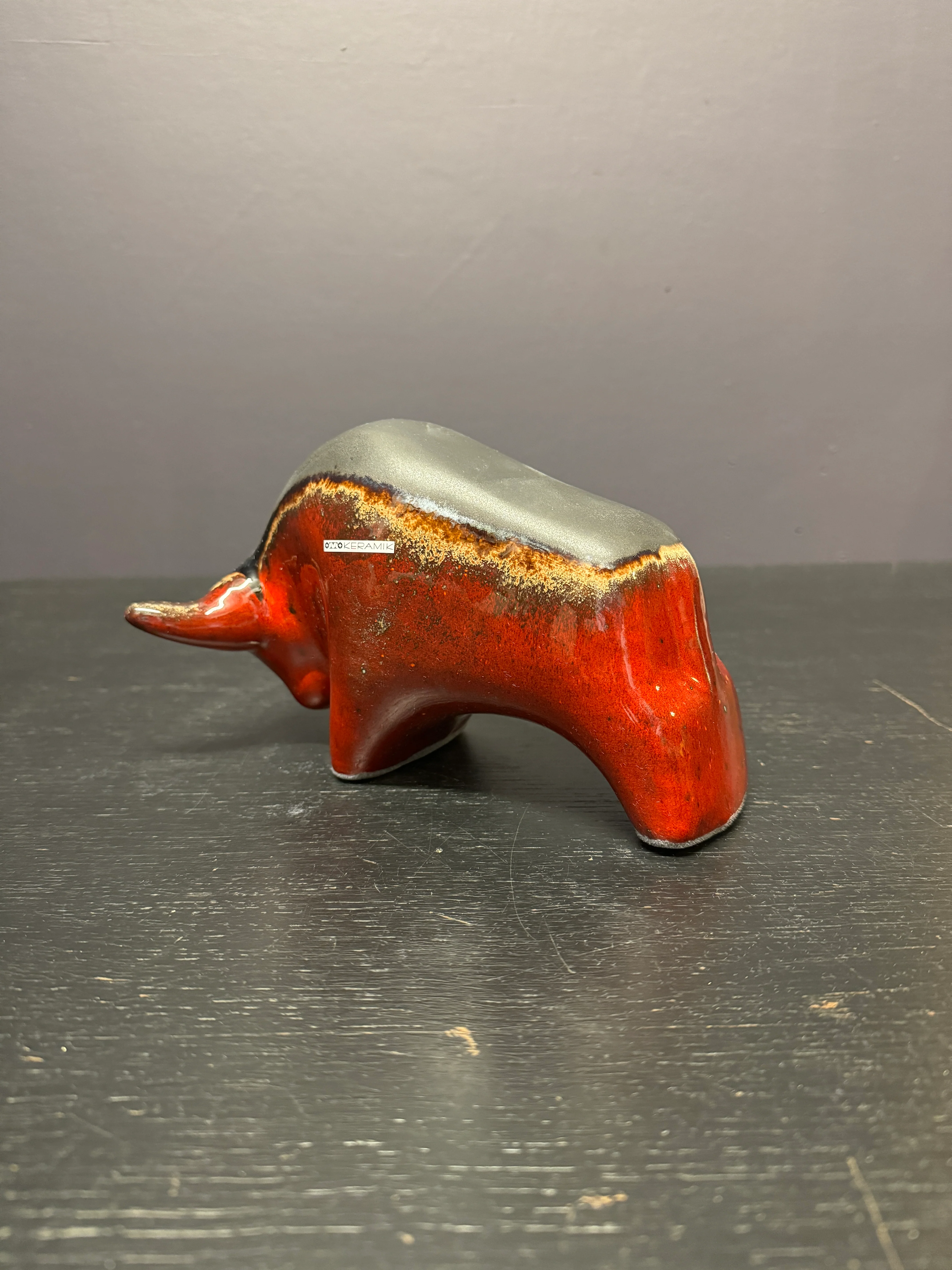 Otto Keramik Classic Ceramic Bull West German Pottery Fat Lava - Image 9