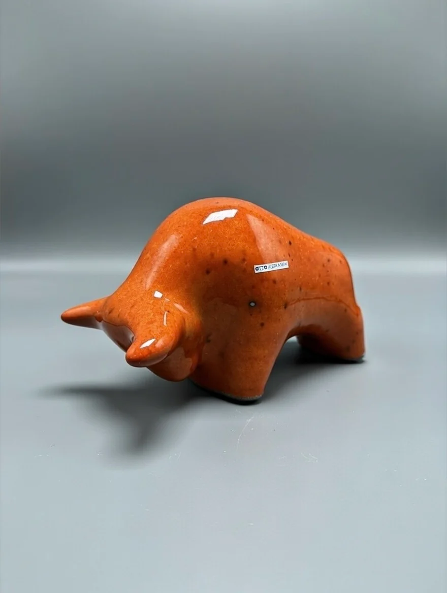 Otto Keramik Classic Ceramic Bull West German Pottery Fat Lava - Image 2