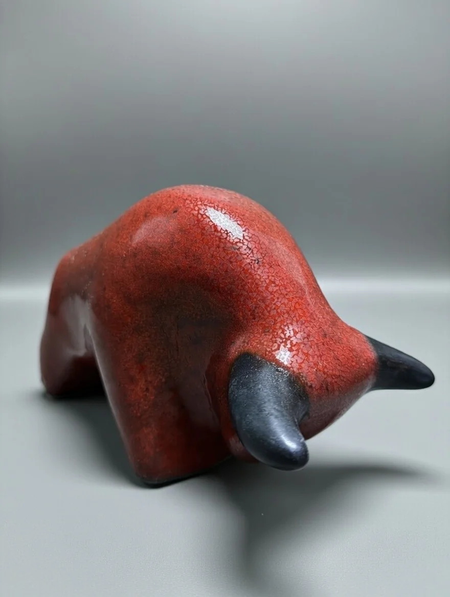 Otto Keramik Classic Ceramic Bull West German Pottery Fat Lava - Image 5