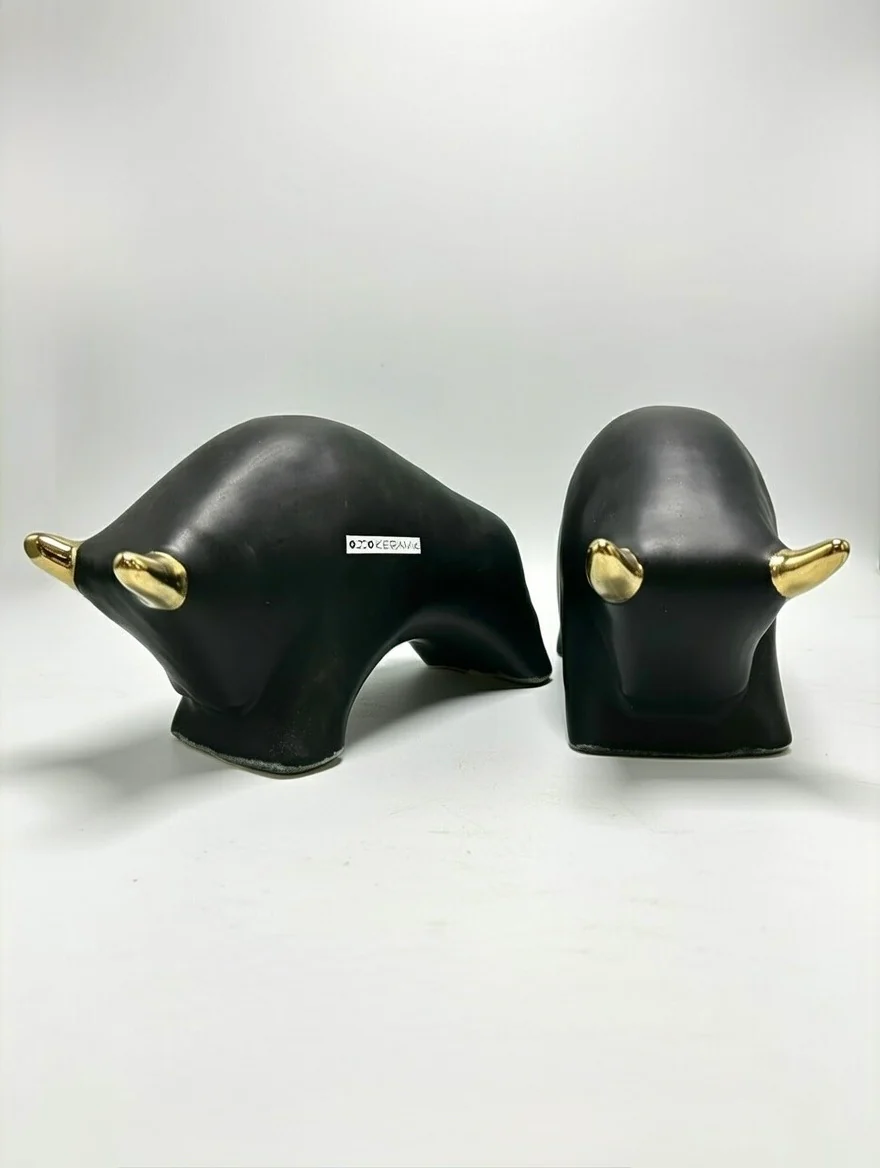 Otto Keramik Gold Edition Ceramic Bull West German Pottery Fat Lava - Image 10