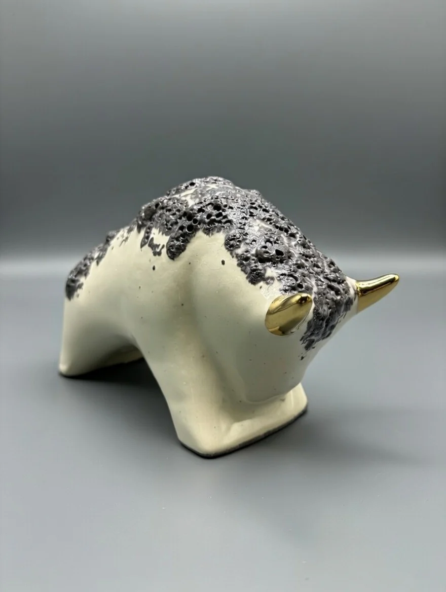 Otto Keramik Gold Edition Ceramic Bull West German Pottery Fat Lava - Image 6