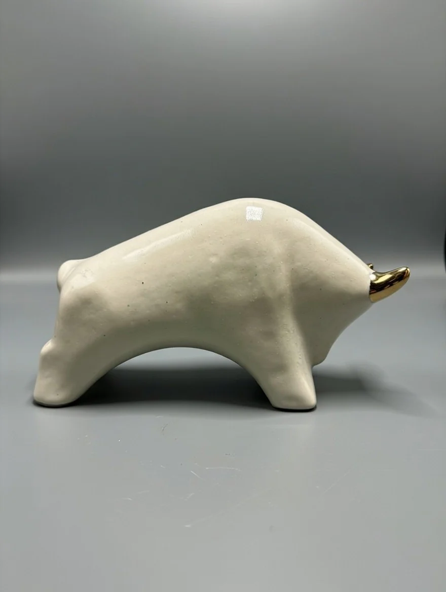 Otto Keramik Gold Edition Ceramic Bull West German Pottery Fat Lava - Image 7