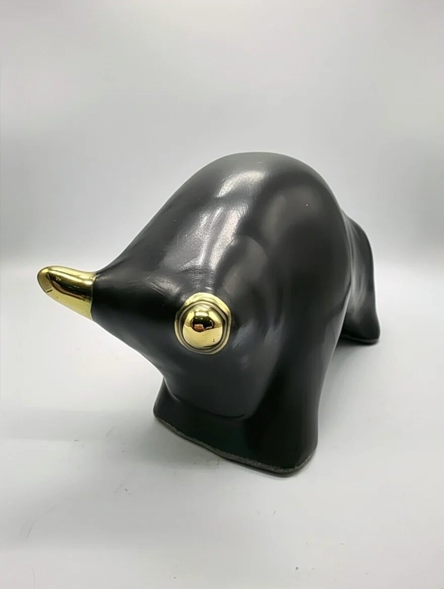 Otto Keramik Gold Edition Ceramic Bull West German Pottery Fat Lava - Image 3