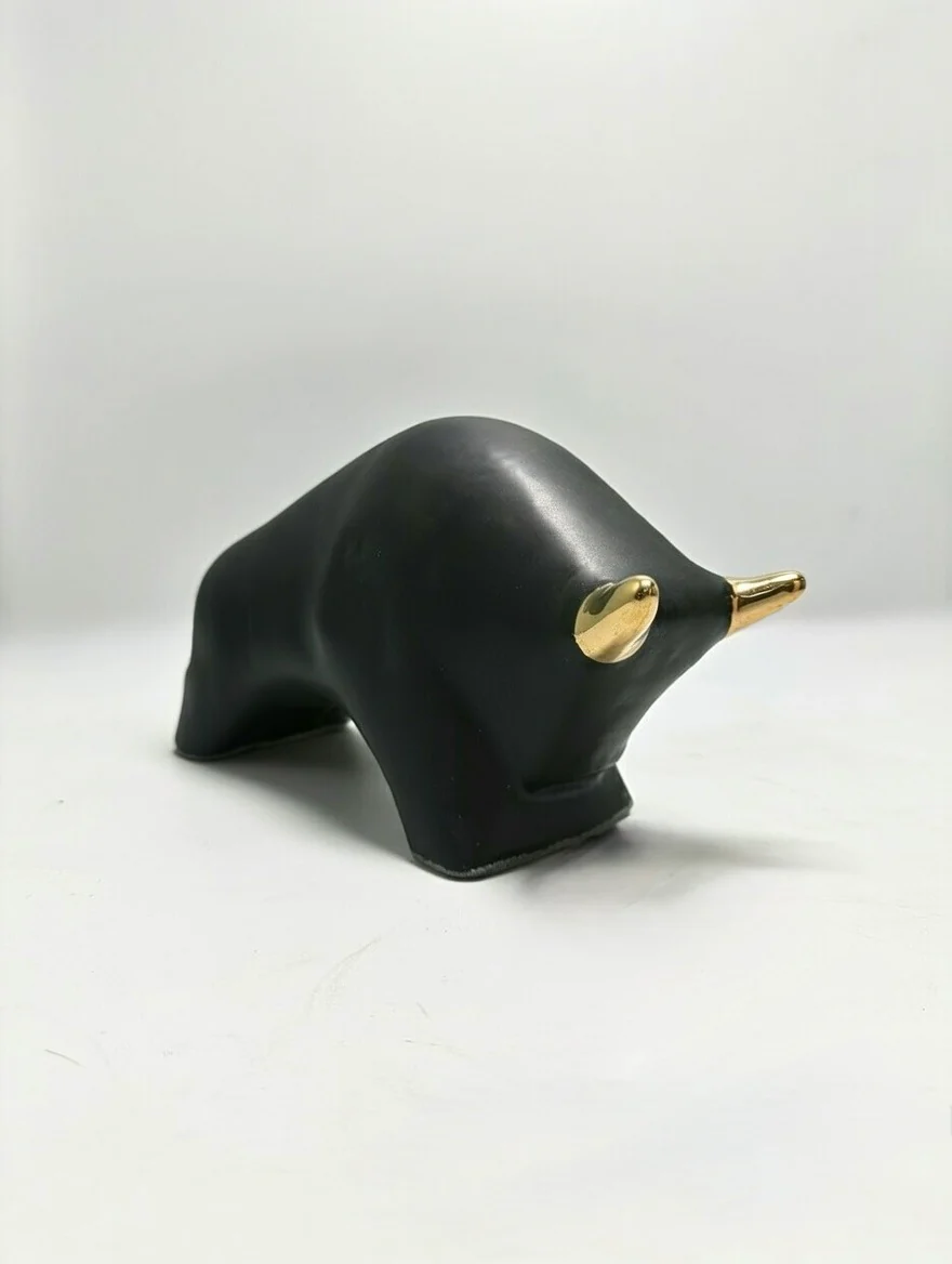 Otto Keramik Gold Edition Ceramic Bull West German Pottery Fat Lava - Image 5
