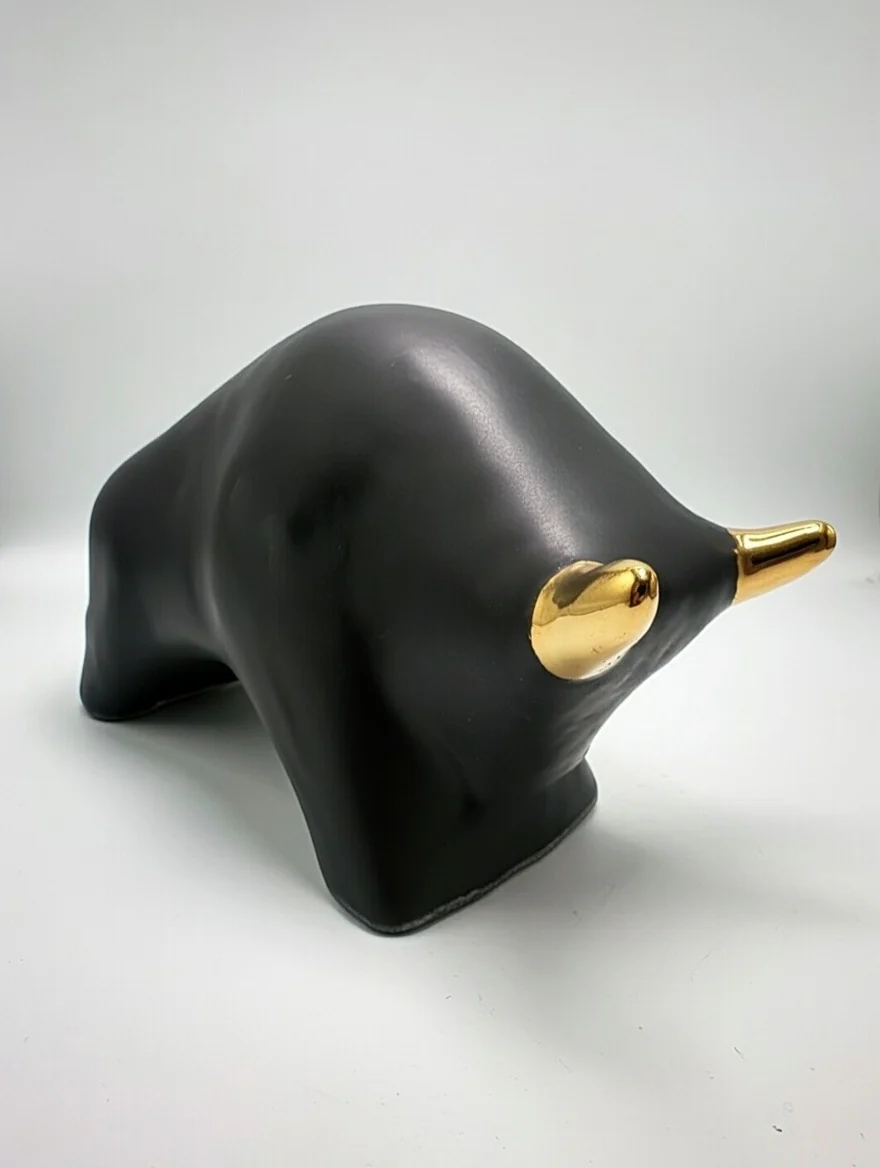 Otto Keramik Gold Edition Ceramic Bull West German Pottery Fat Lava - Image 6