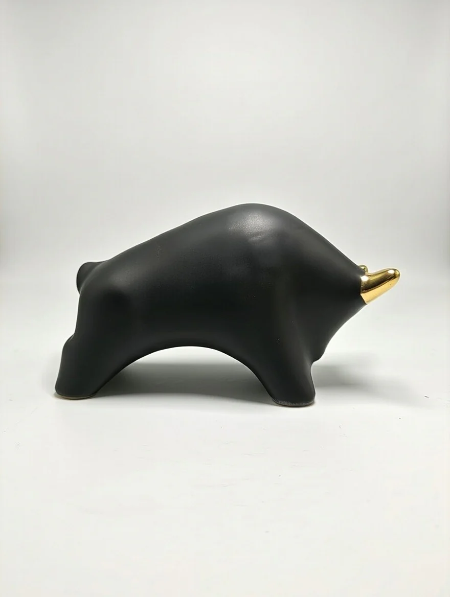 Otto Keramik Gold Edition Ceramic Bull West German Pottery Fat Lava - Image 7