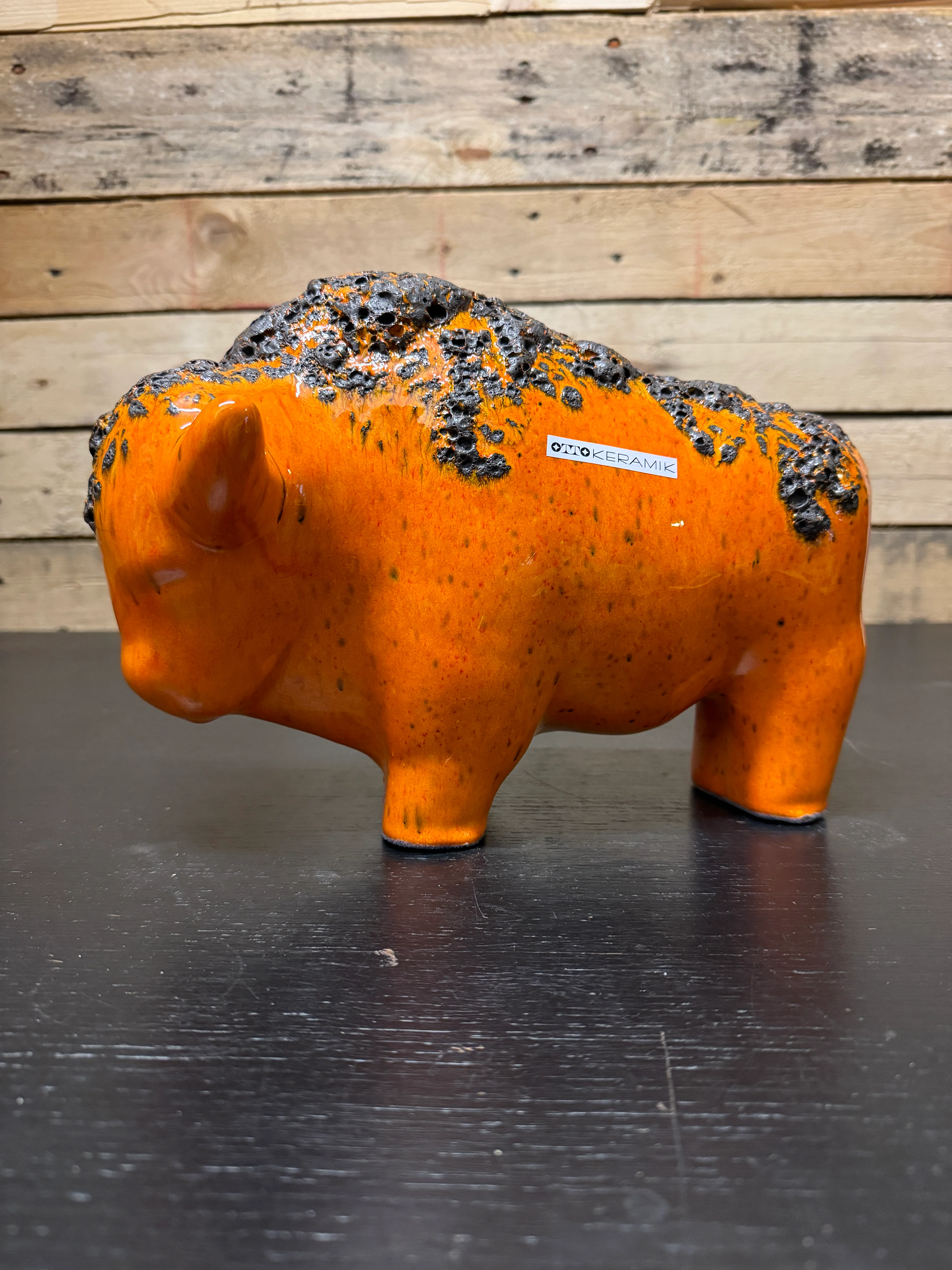 Otto Keramik Large Ceramic Bison West German Pottery Fat Lava
