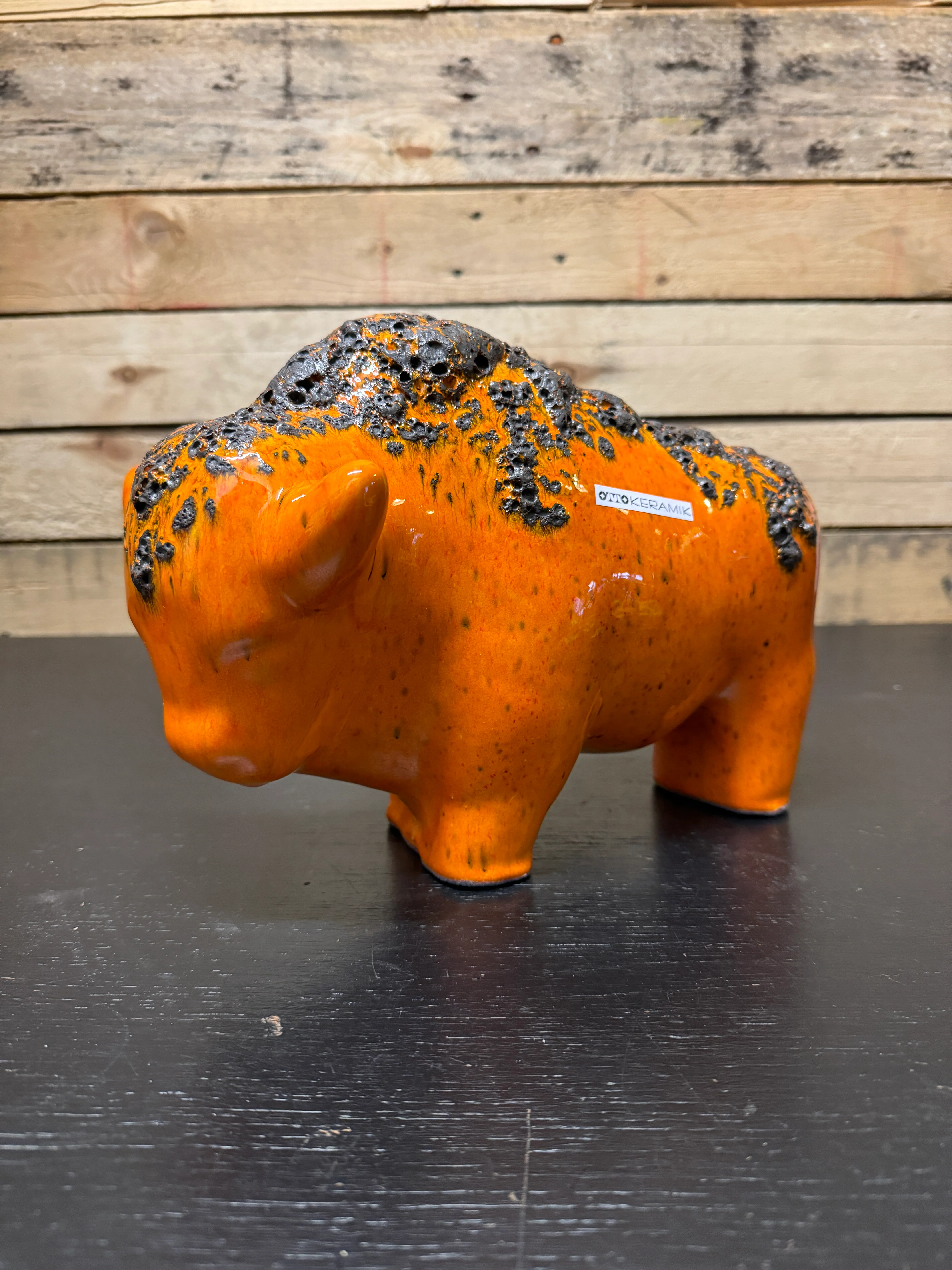 Otto Keramik Large Ceramic Bison West German Pottery Fat Lava - Image 2
