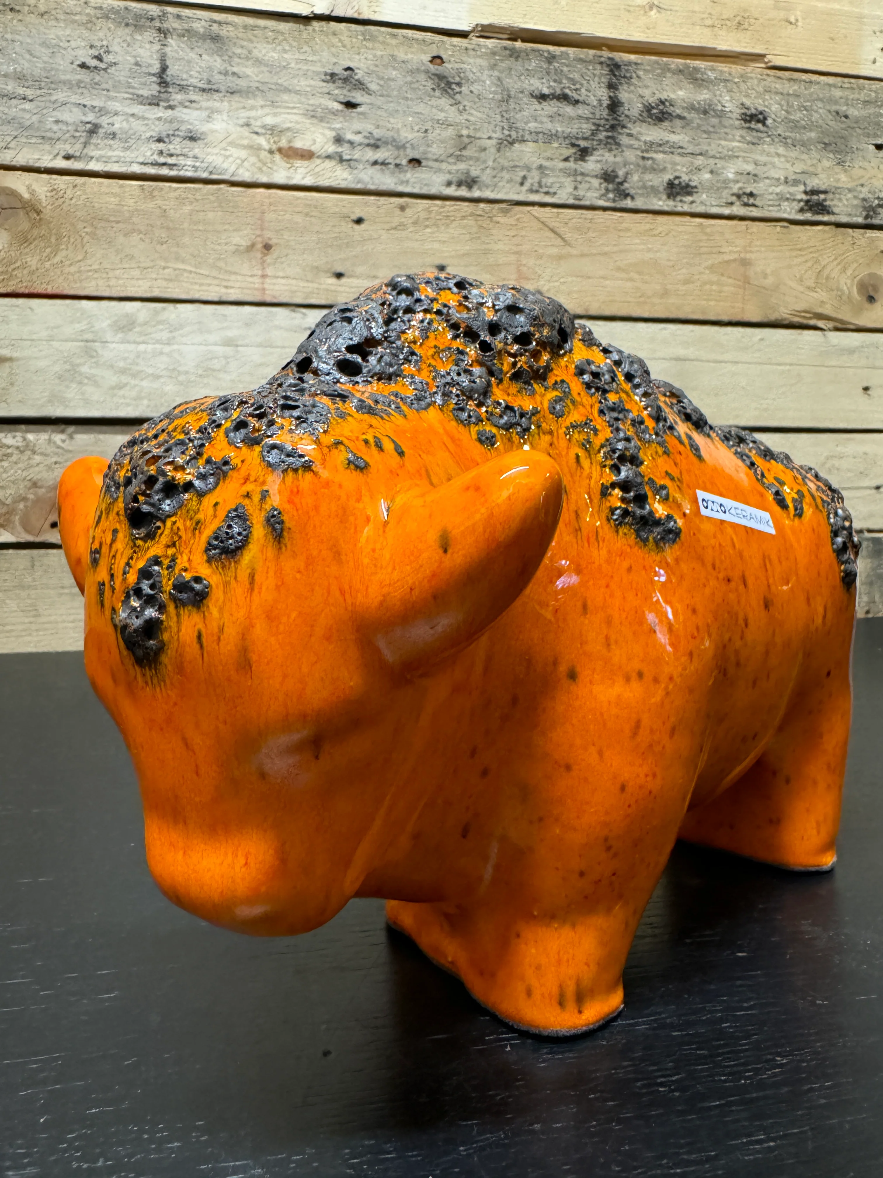Otto Keramik Large Ceramic Bison West German Pottery Fat Lava - Image 3