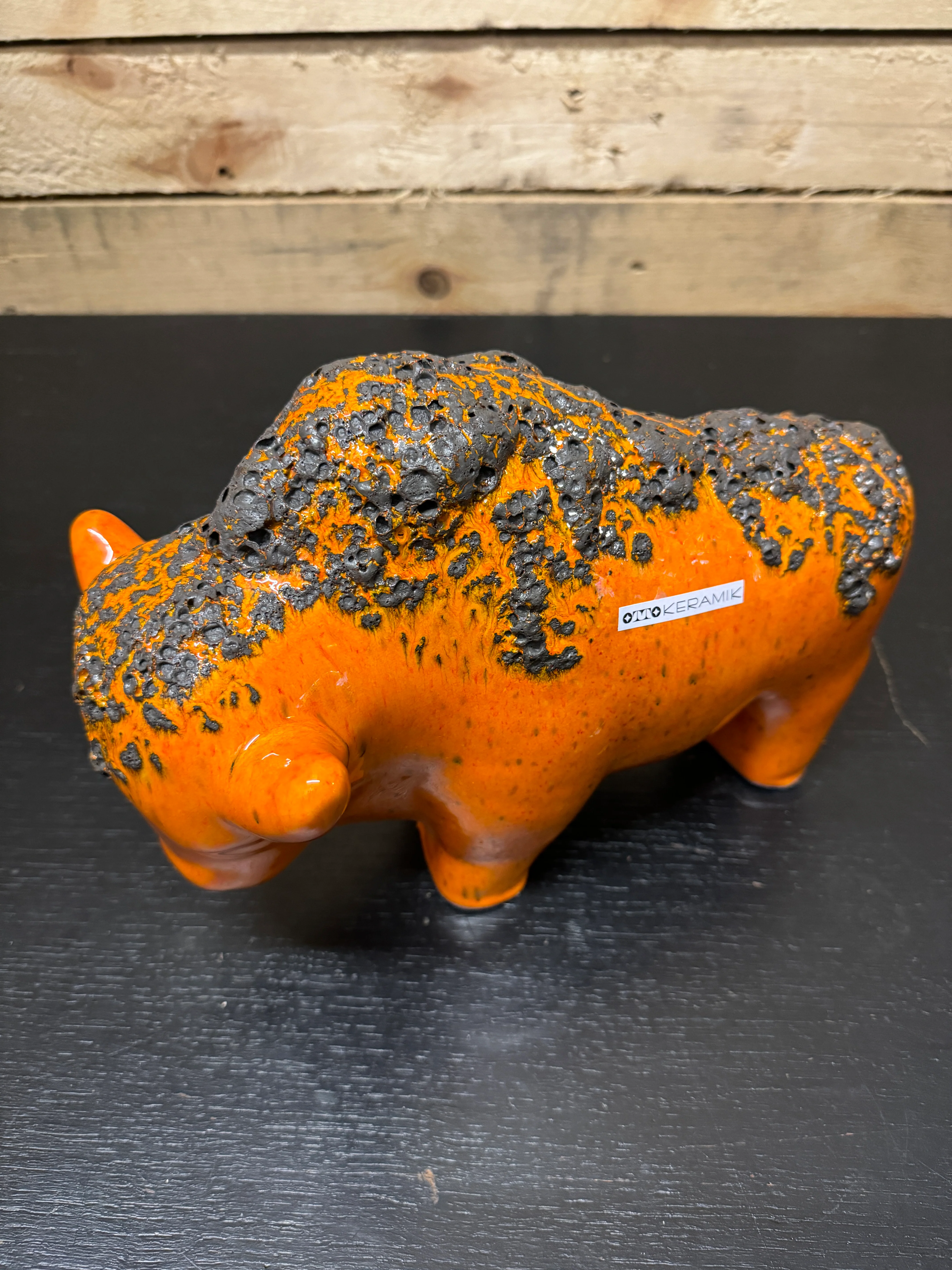 Otto Keramik Large Ceramic Bison West German Pottery Fat Lava - Image 8