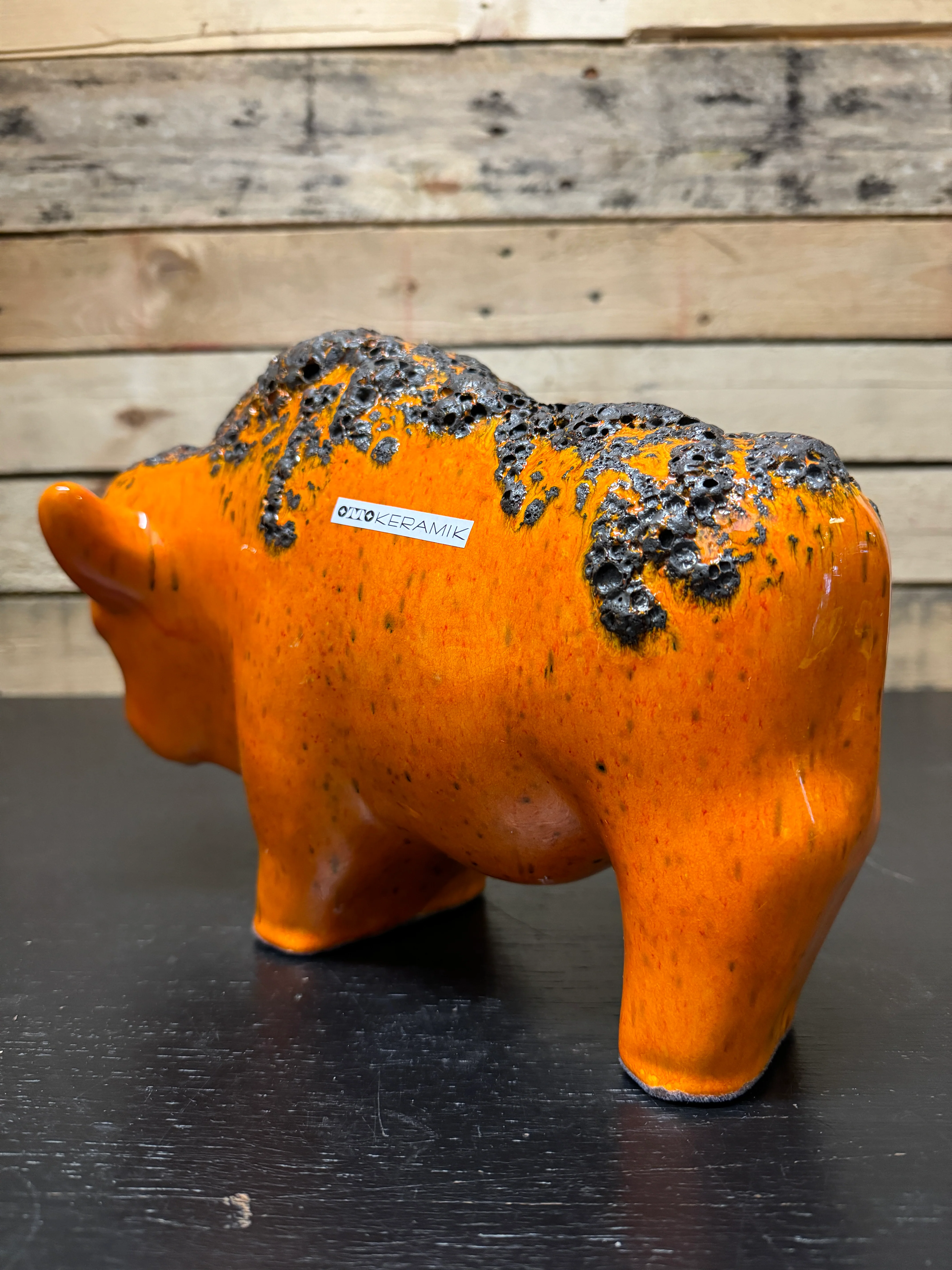 Otto Keramik Large Ceramic Bison West German Pottery Fat Lava - Image 9