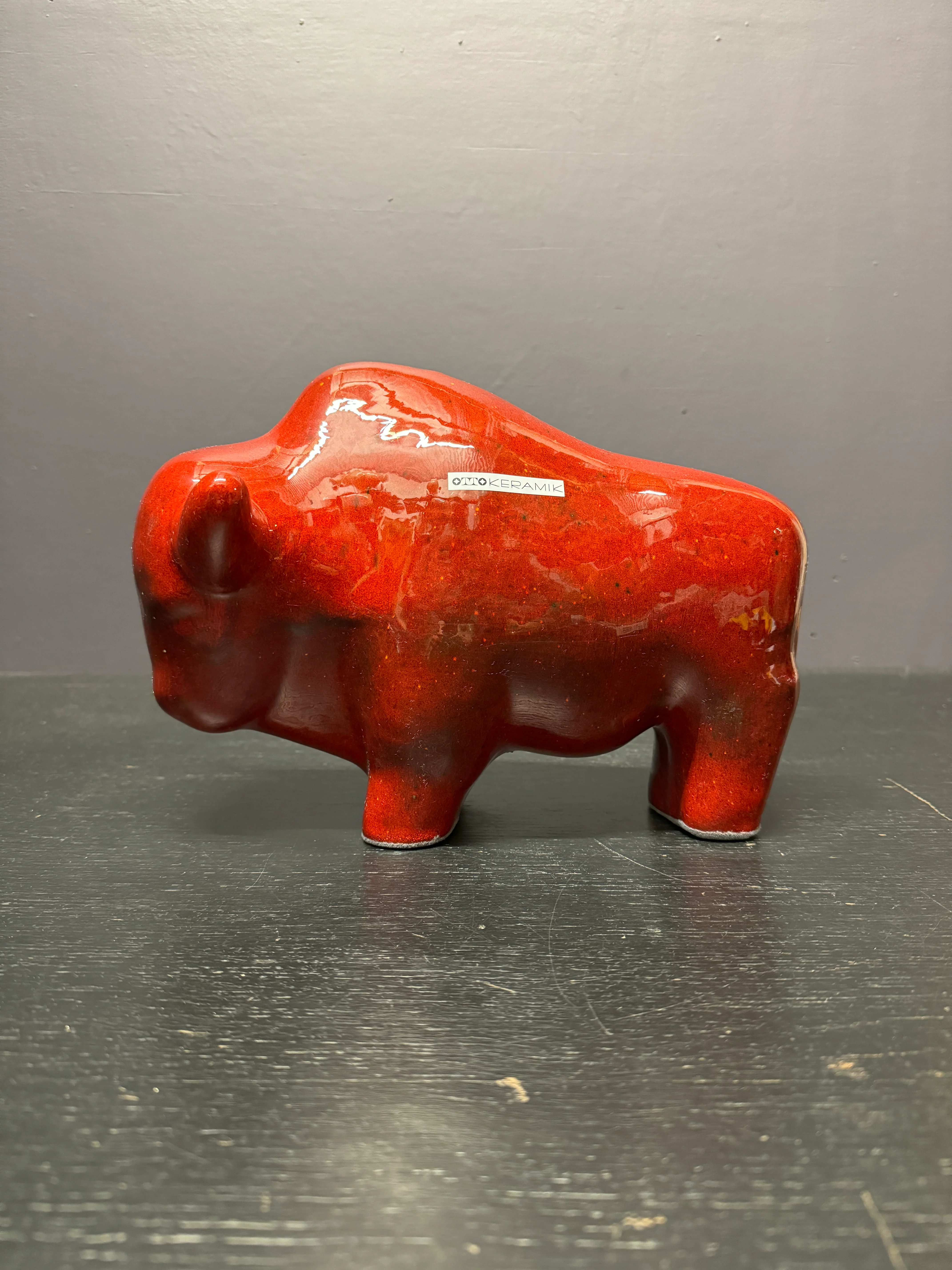 Otto Keramik Large Ceramic Bison West German Pottery Fat Lava