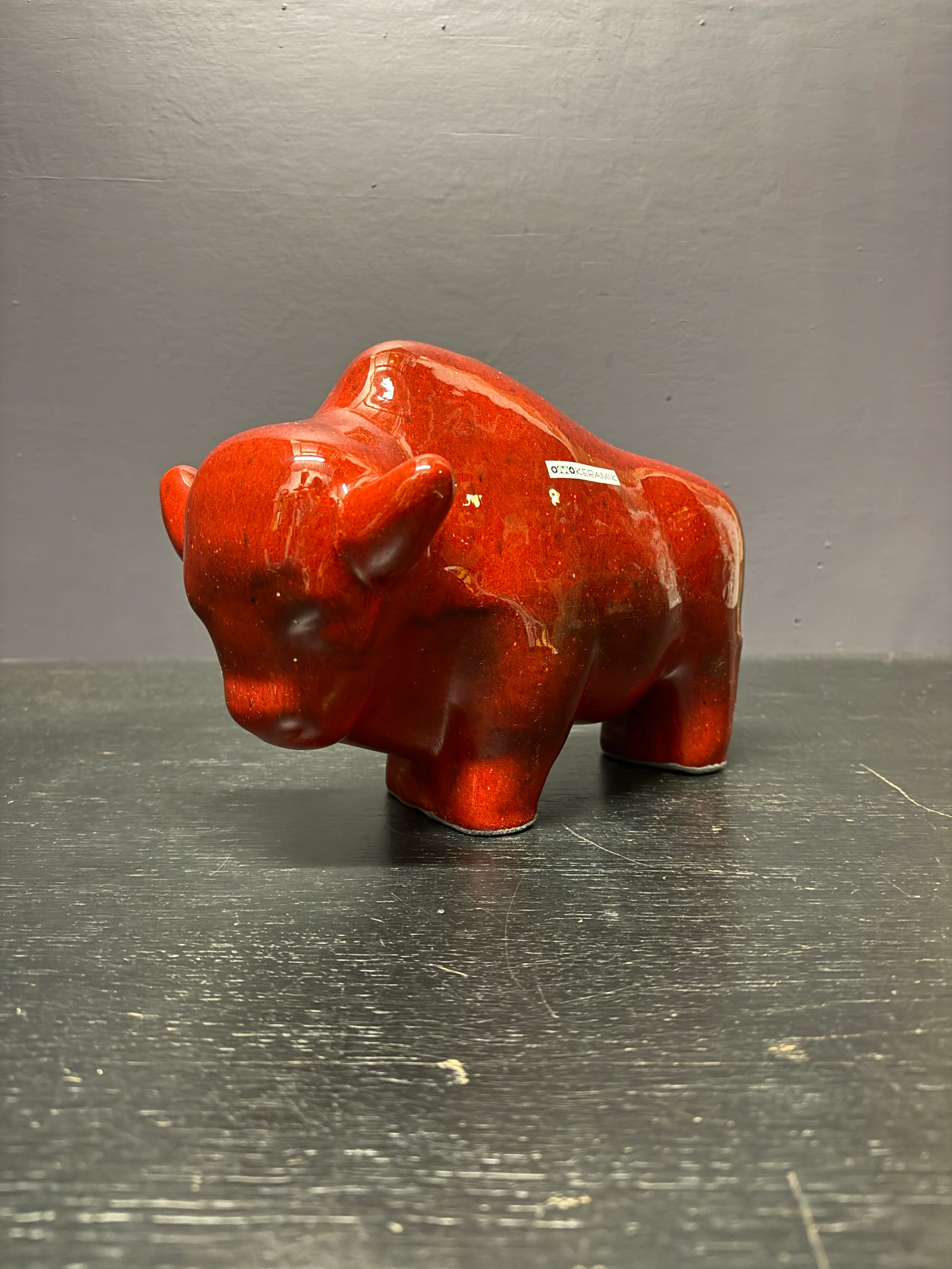 Otto Keramik Large Ceramic Bison West German Pottery Fat Lava - Image 2