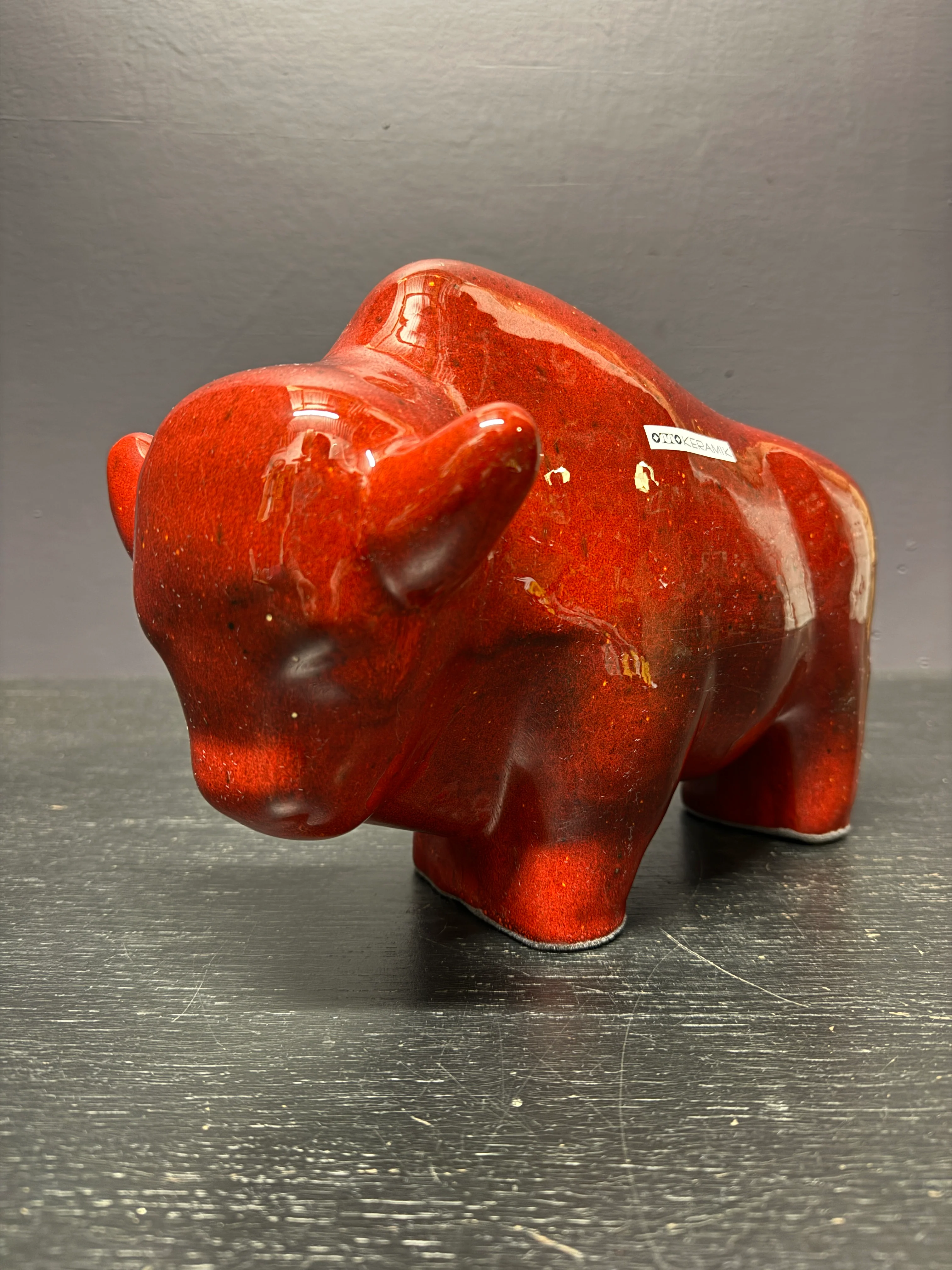 Otto Keramik Large Ceramic Bison West German Pottery Fat Lava - Image 3