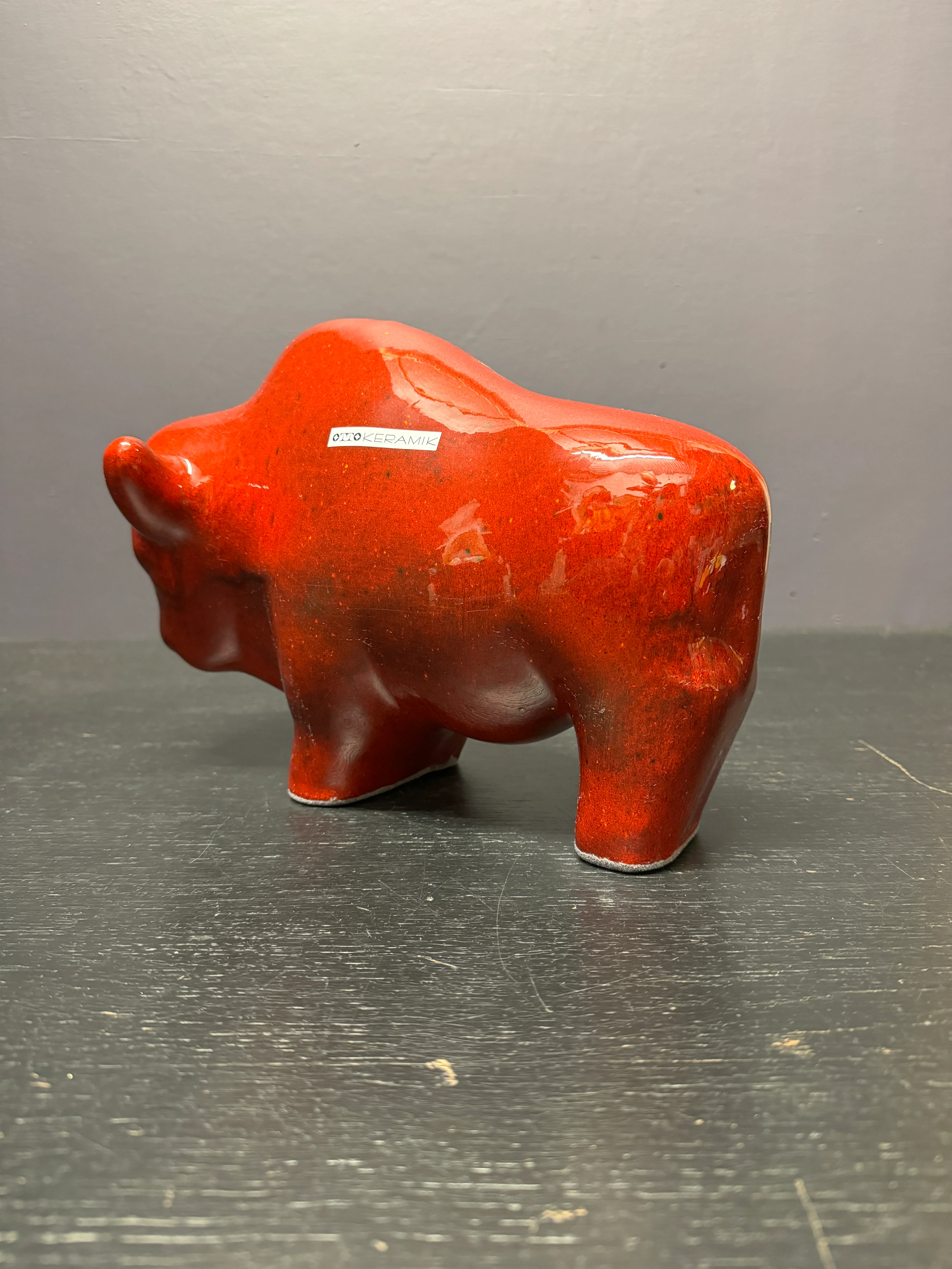 Otto Keramik Large Ceramic Bison West German Pottery Fat Lava - Image 9