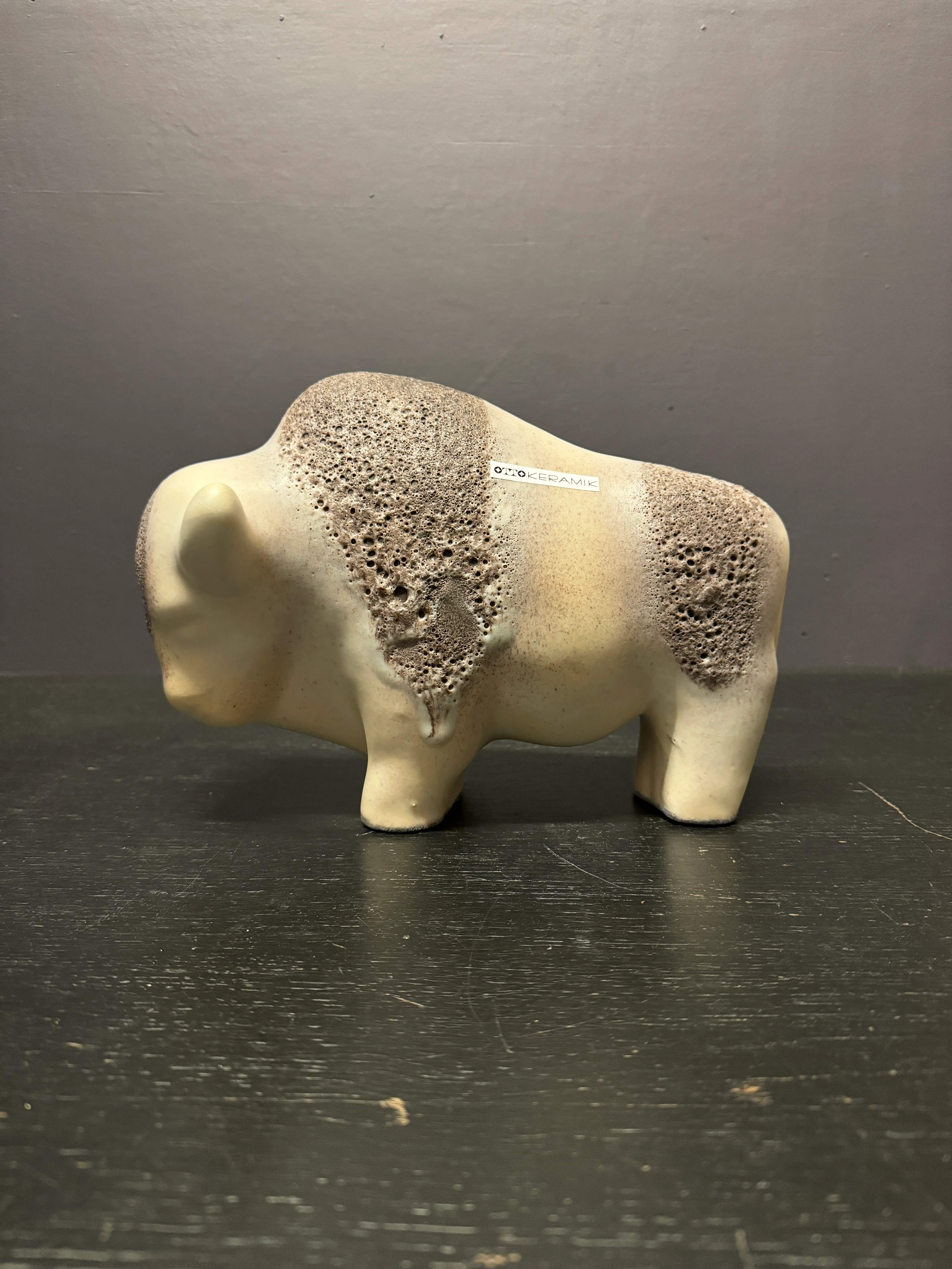 Otto Keramik Large Ceramic Bison West German Pottery Fat Lava
