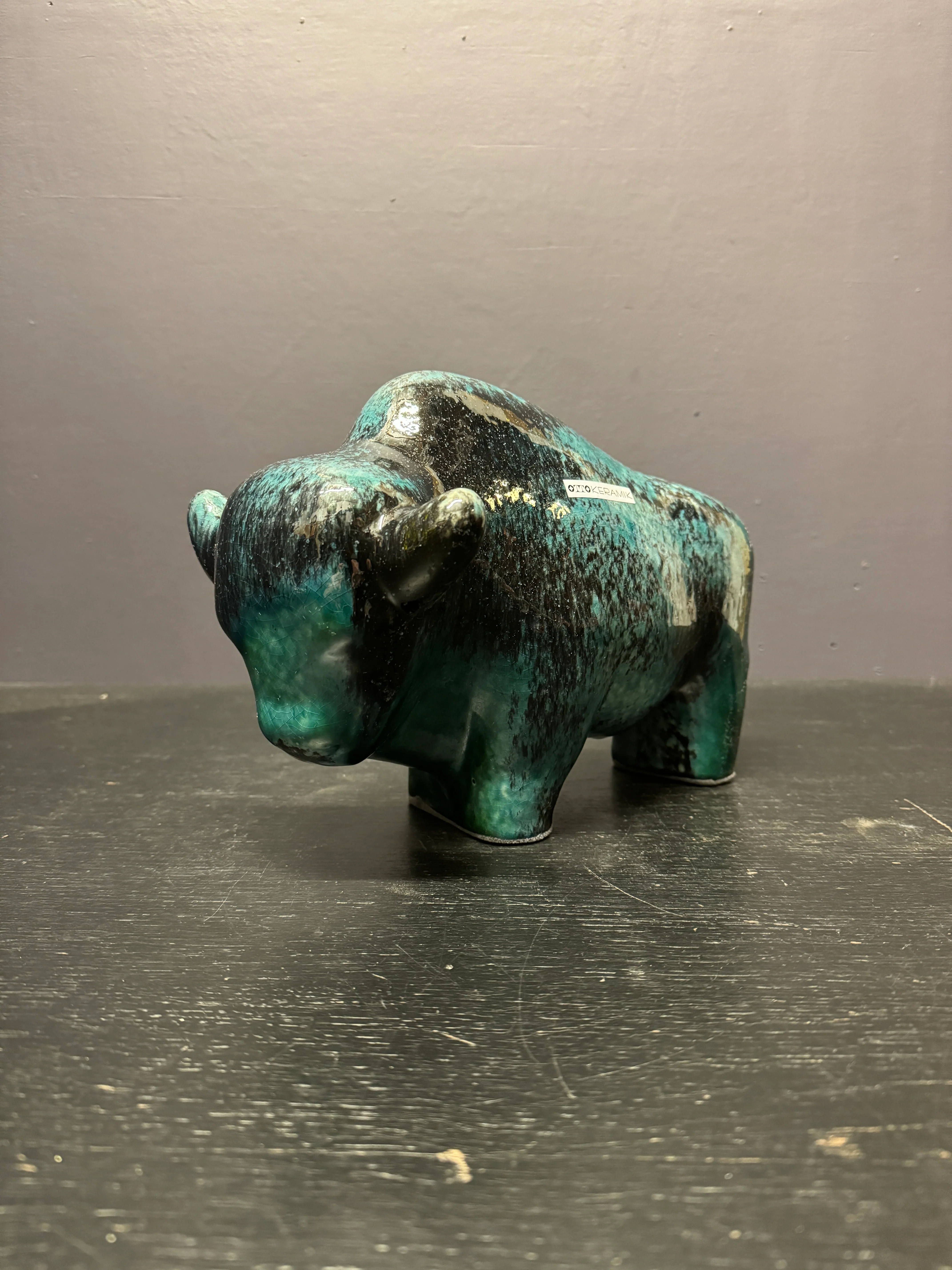 Otto Keramik Large Ceramic Bison West German Pottery Fat Lava - Image 2
