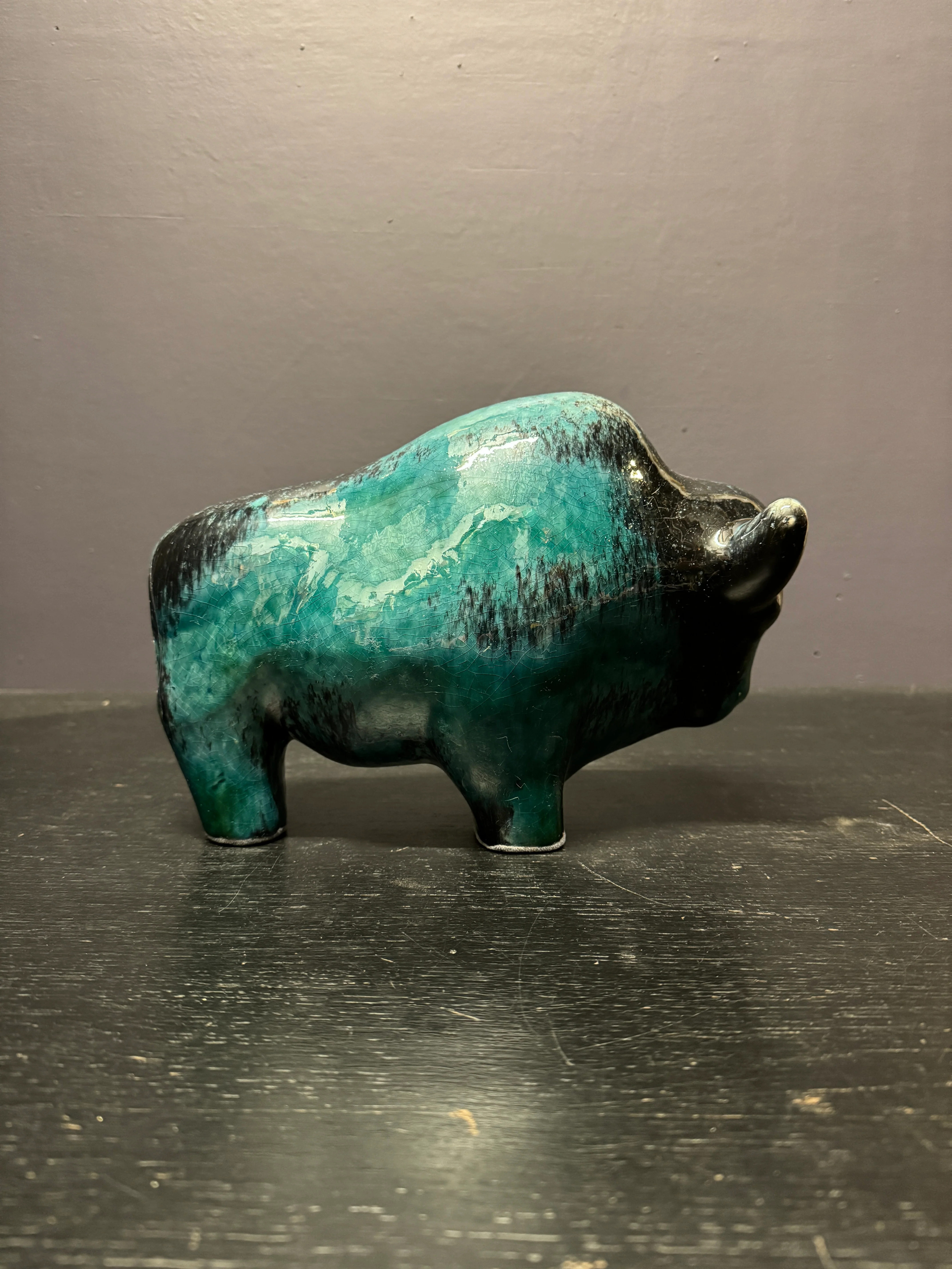 Otto Keramik Large Ceramic Bison West German Pottery Fat Lava - Image 7