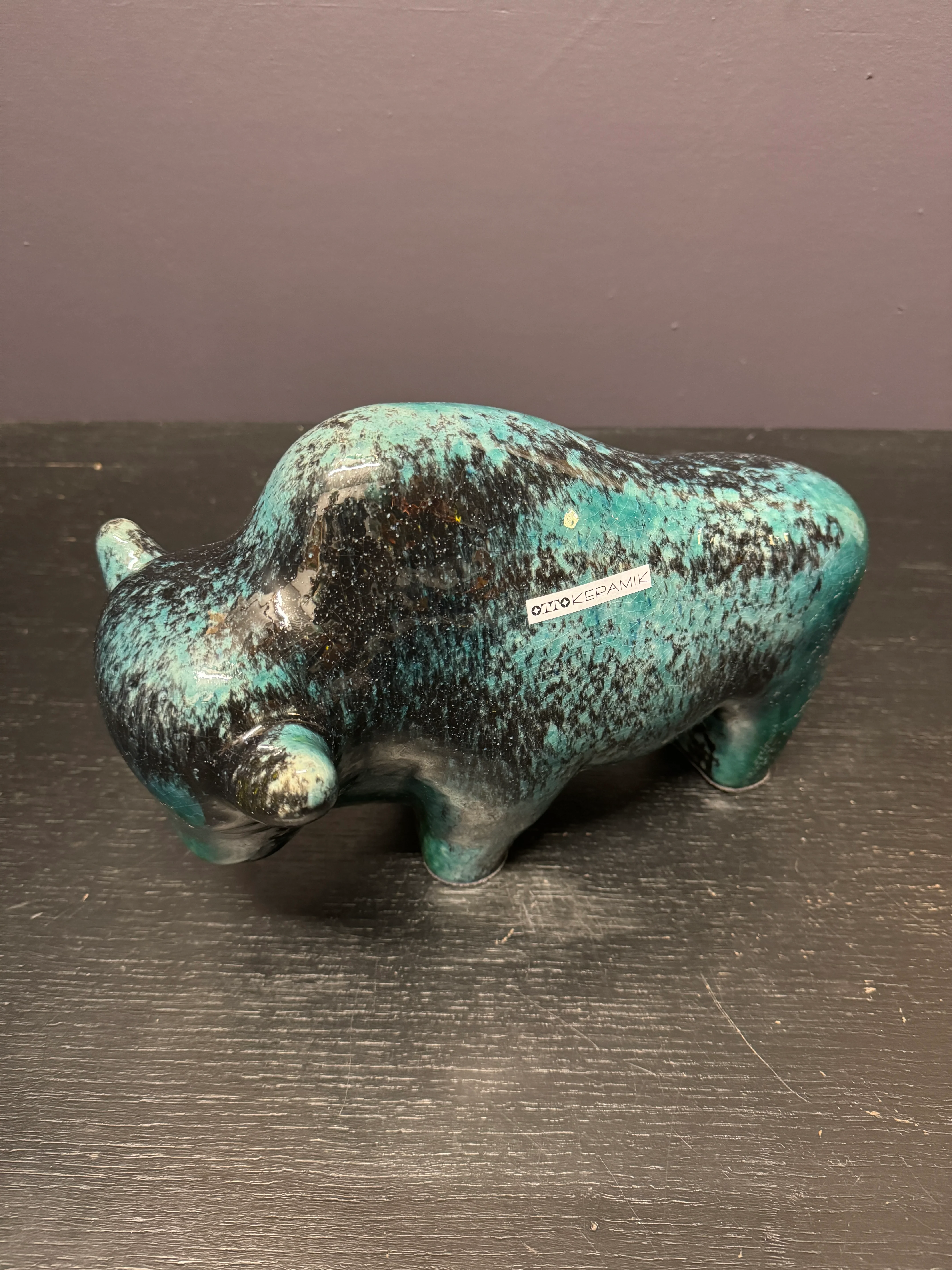 Otto Keramik Large Ceramic Bison West German Pottery Fat Lava - Image 8