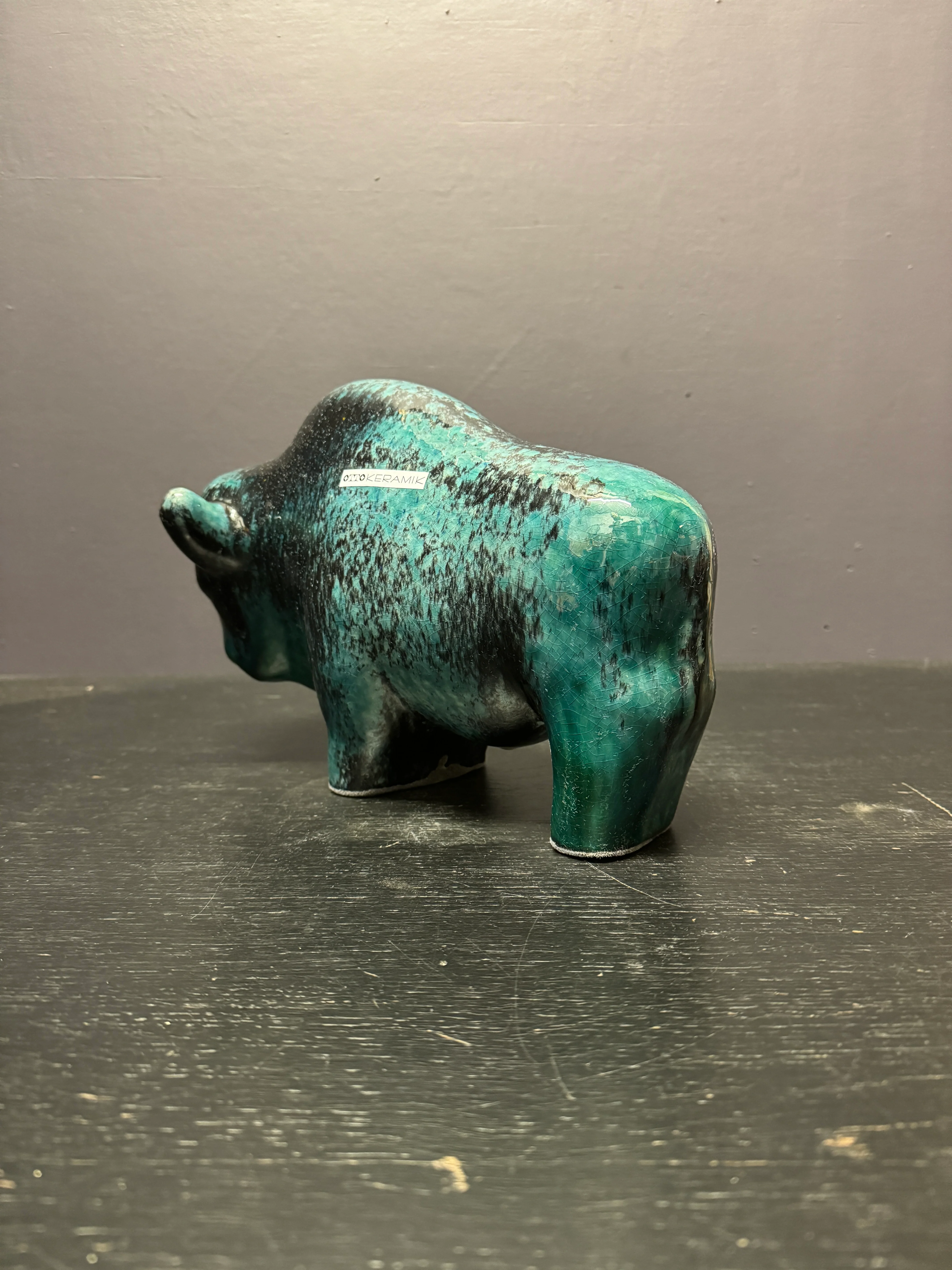 Otto Keramik Large Ceramic Bison West German Pottery Fat Lava - Image 9