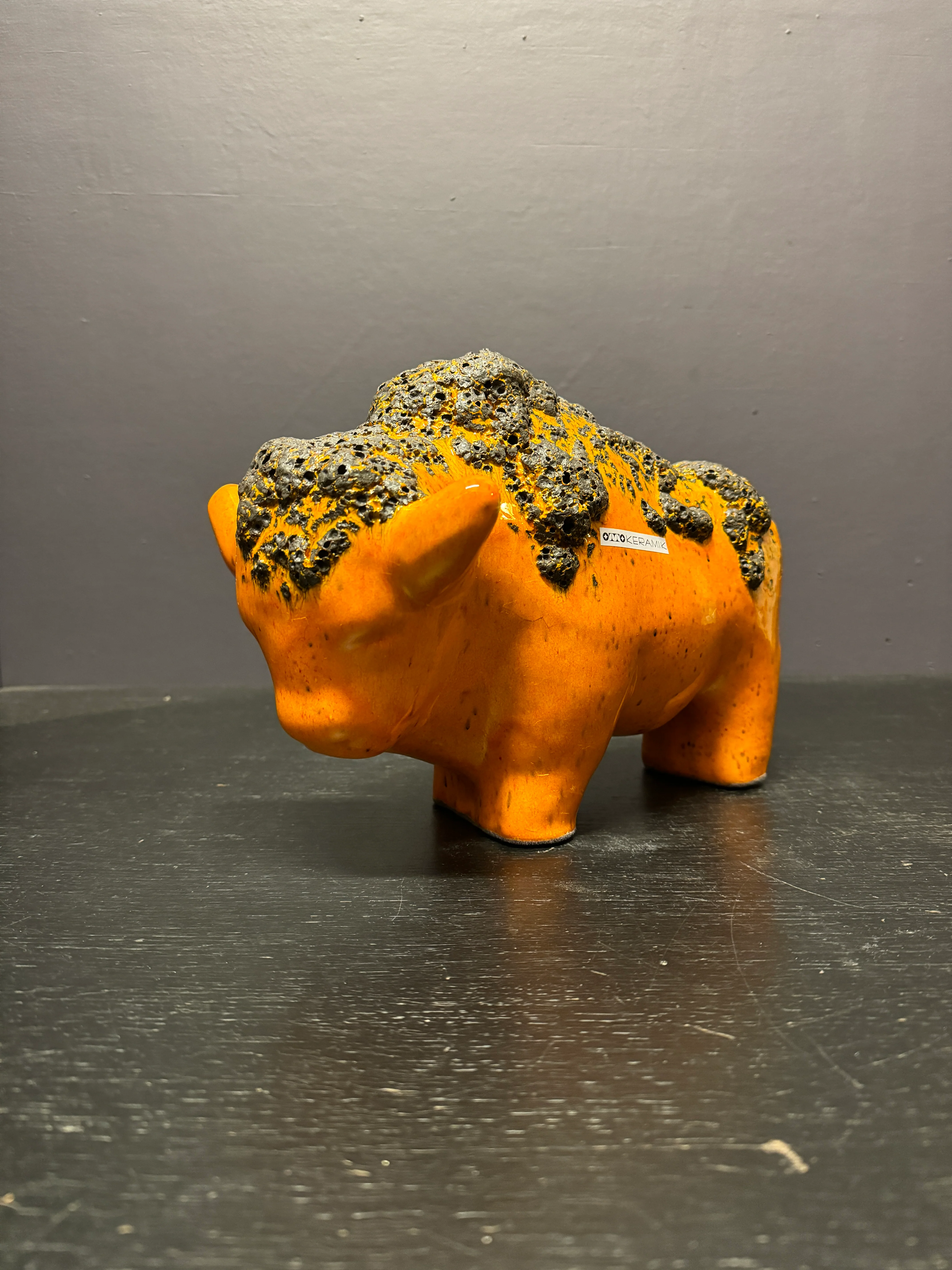 Otto Keramik Large Ceramic Bison West German Pottery Fat Lava - Image 2