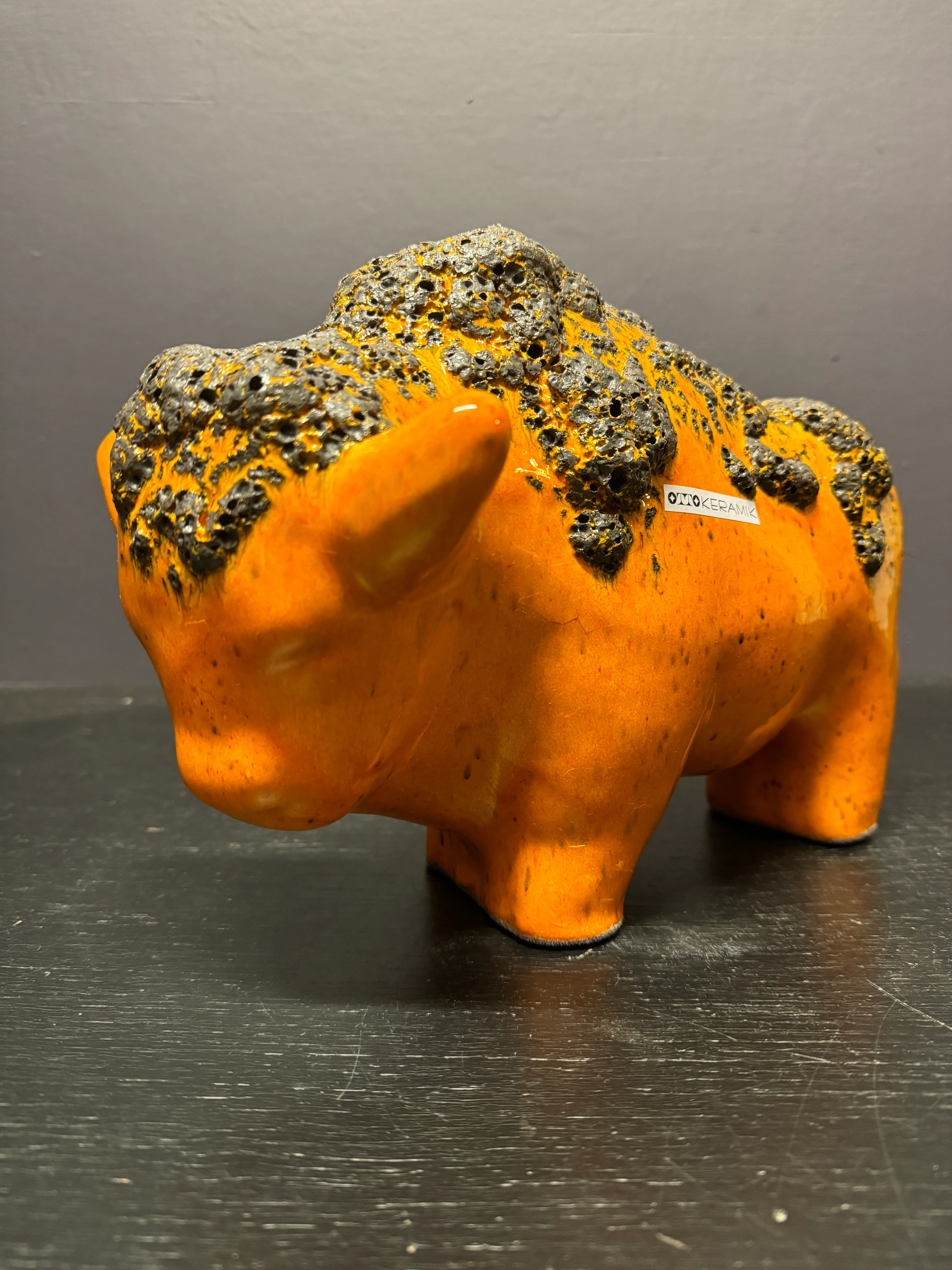 Otto Keramik Large Ceramic Bison West German Pottery Fat Lava - Image 3