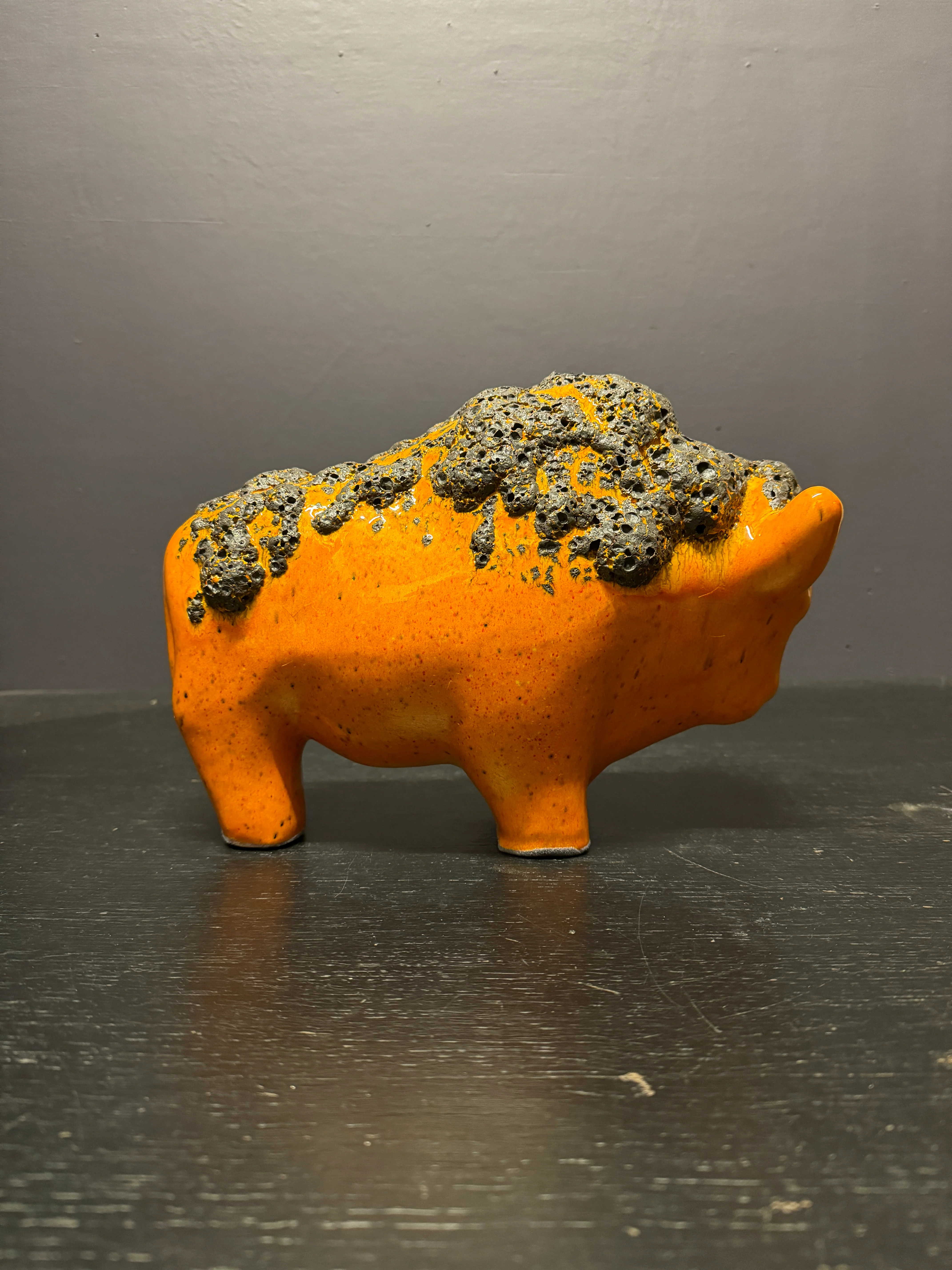 Otto Keramik Large Ceramic Bison West German Pottery Fat Lava - Image 7