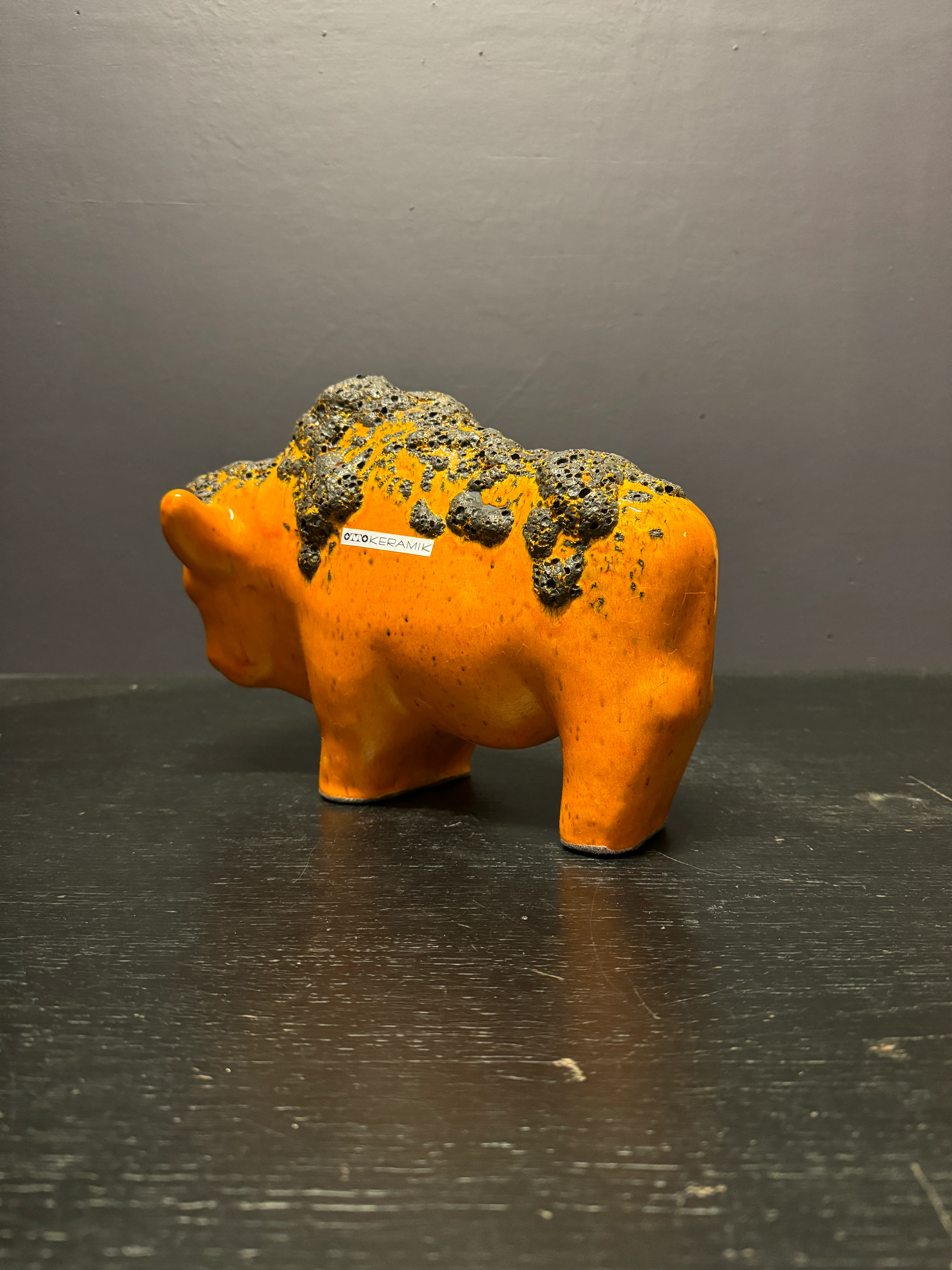 Otto Keramik Large Ceramic Bison West German Pottery Fat Lava - Image 9