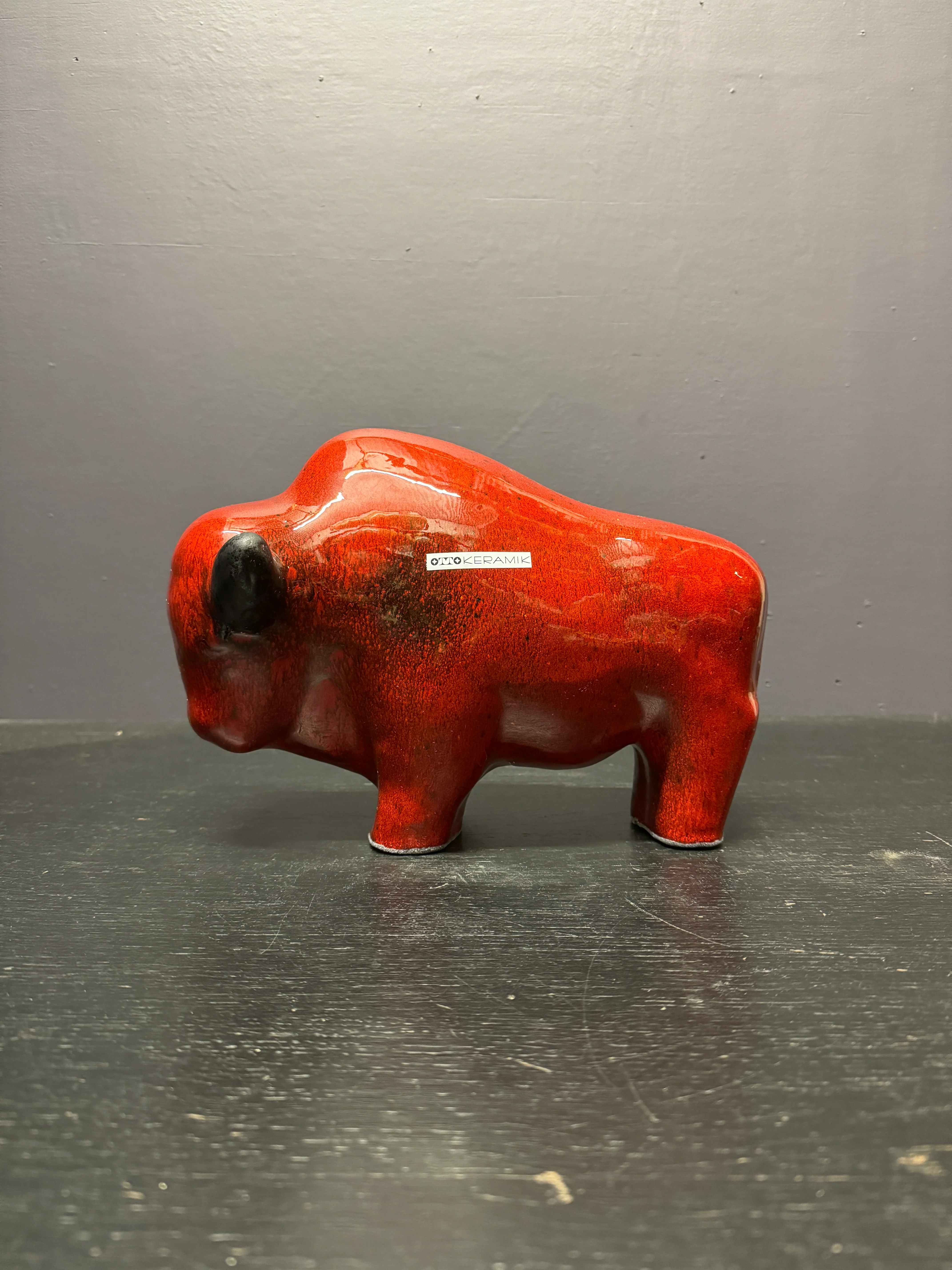 Otto Keramik Large Ceramic Bison West German Pottery Fat Lava