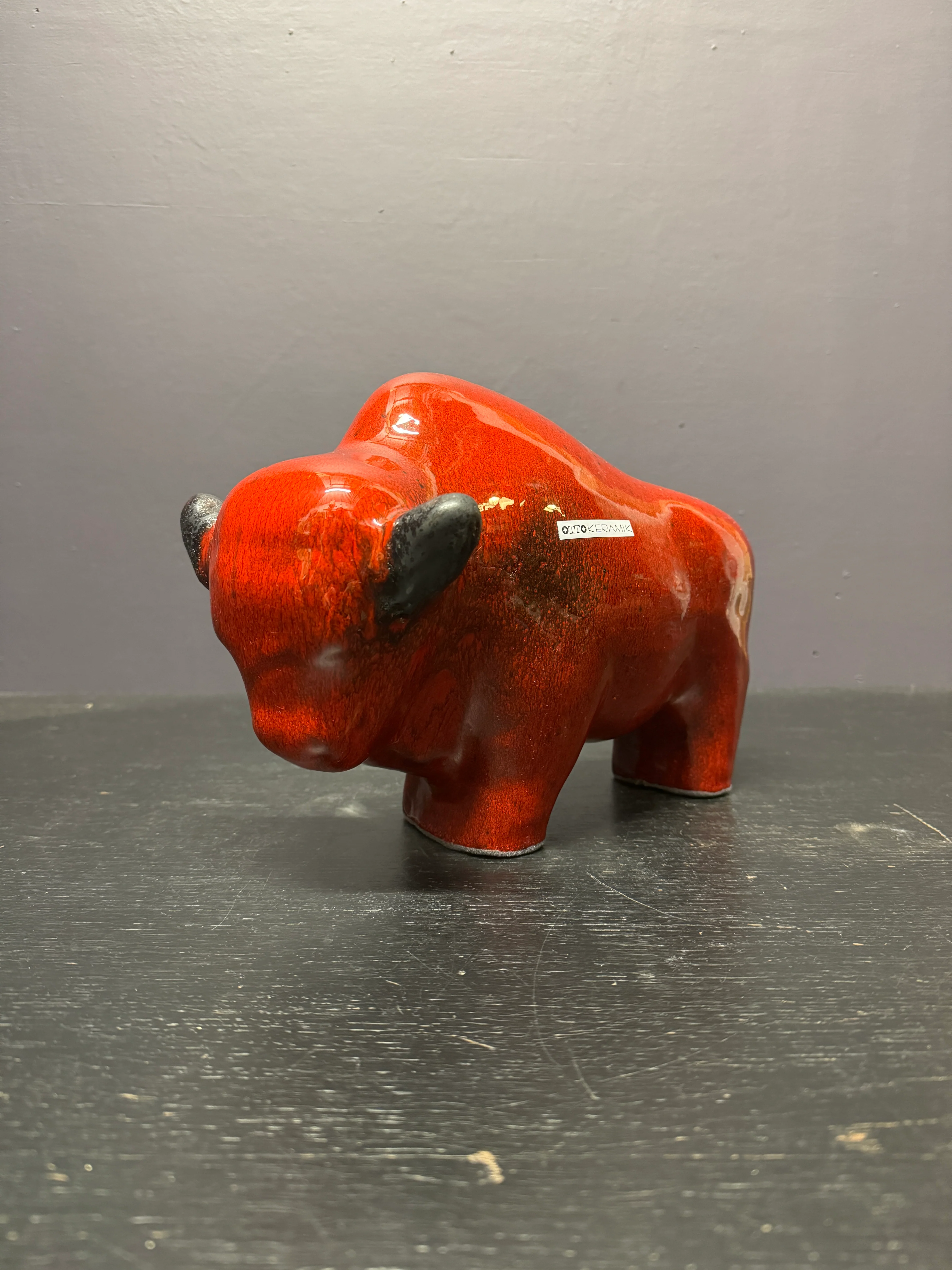 Otto Keramik Large Ceramic Bison West German Pottery Fat Lava - Image 2