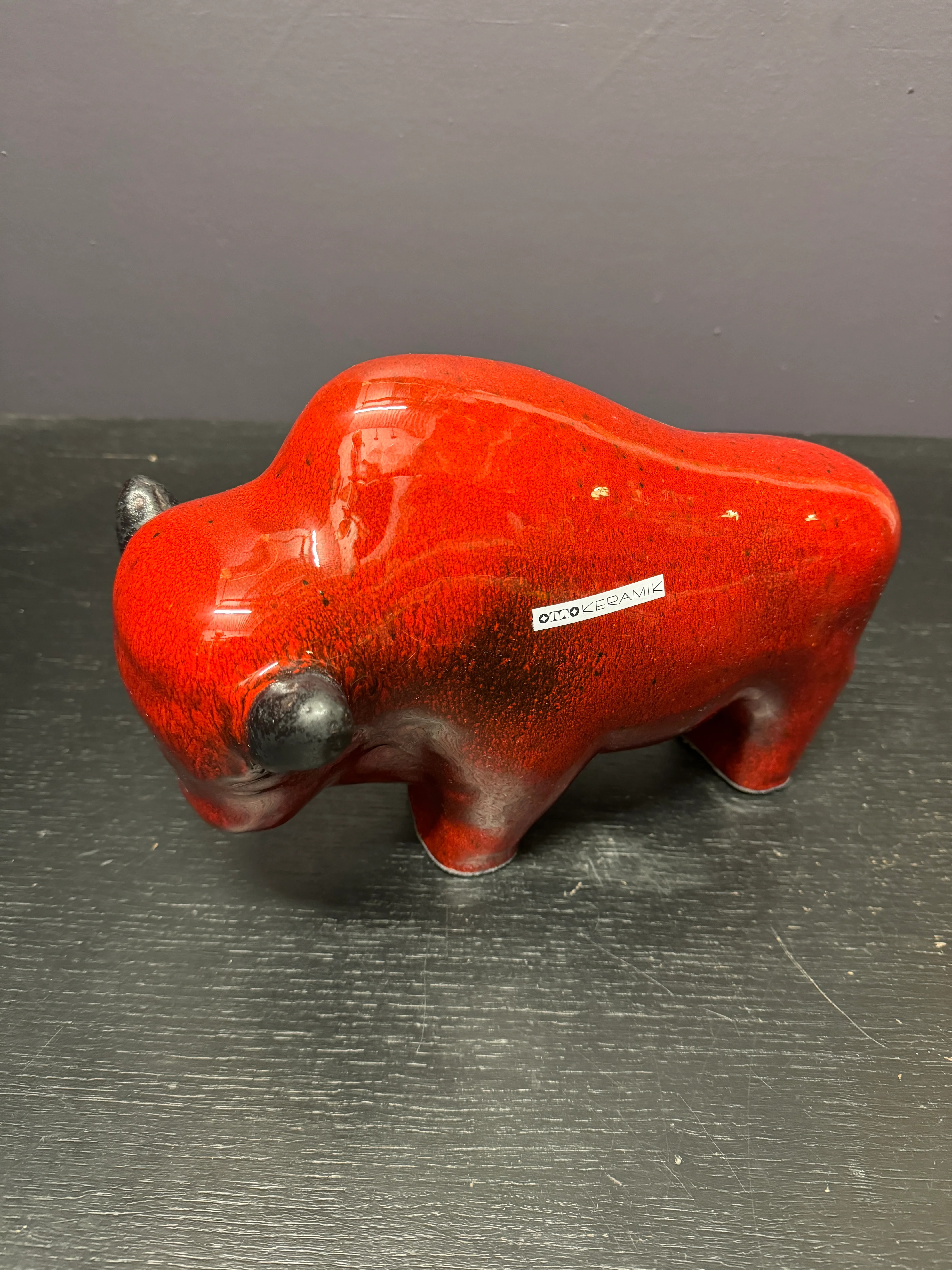 Otto Keramik Large Ceramic Bison West German Pottery Fat Lava - Image 8